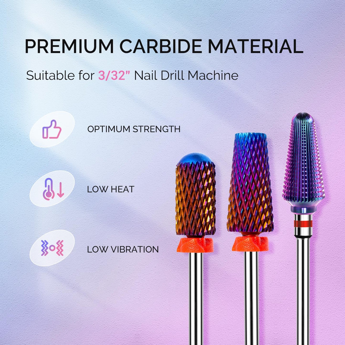 MelodySusie 3Pcs Nail Drill Bits Set with 50 Pcs Nail Drill Bits Super Long Small Sanding Bands