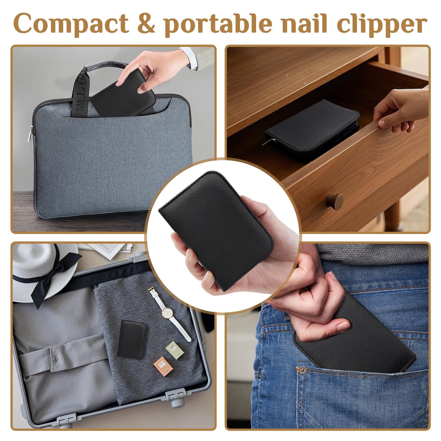 MINKINH Manicure Set Professional Nail Clipper Kit-26 Pieces Stainless Steel Manicure Kit,Nail Care Tools with Luxurious Travel Case Nail Grooming Kit Present for Men Husband Boyfriend Parent (Black)