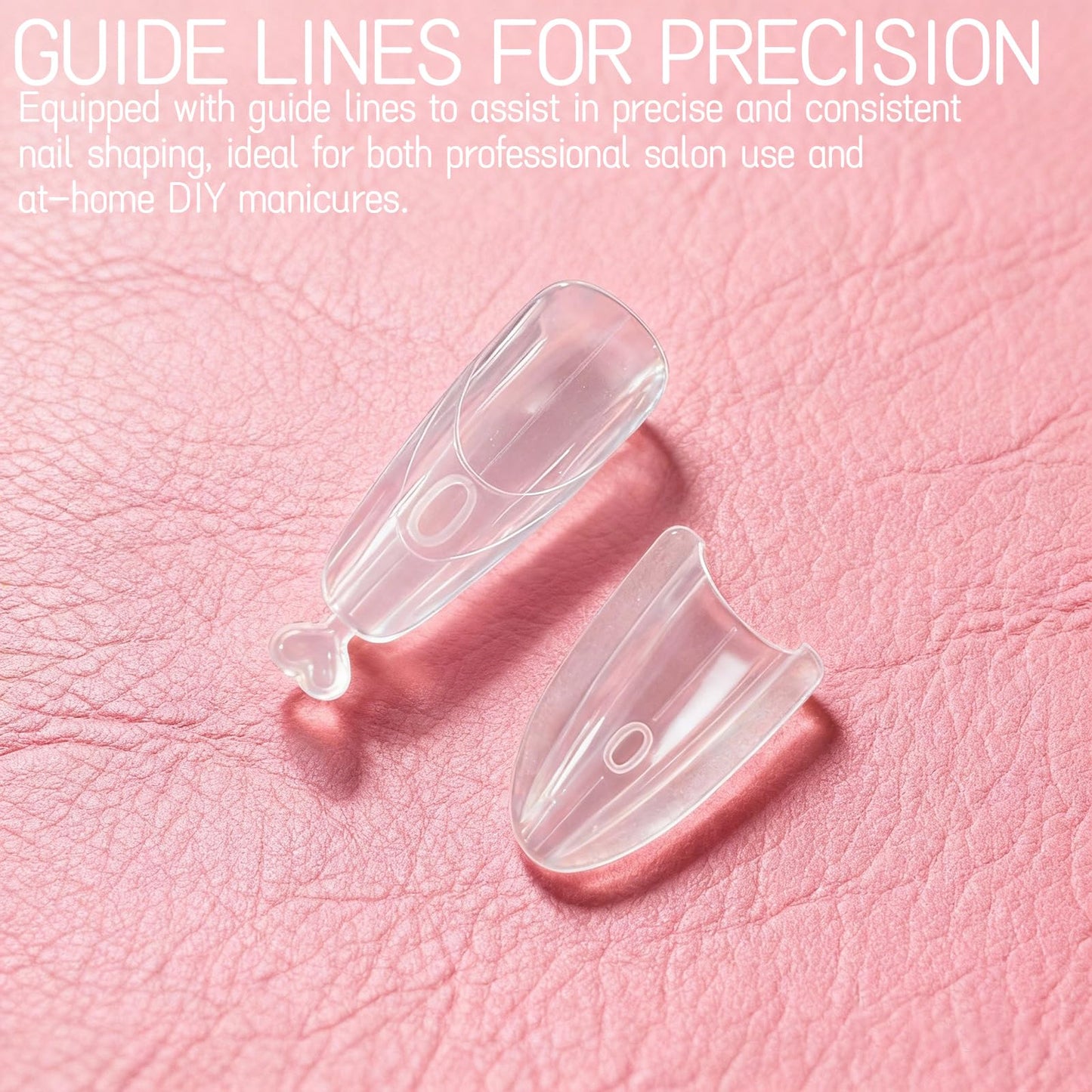 240 Pieces Sandwich Dual Nail Forms - Long Coffin/Almond Round, Quick Nails Extensions with Guide Lines,for Poly Gel and Builder Nail Gel, Reusable for Salon, DIY Nail Art (Transparent Long Coffin)