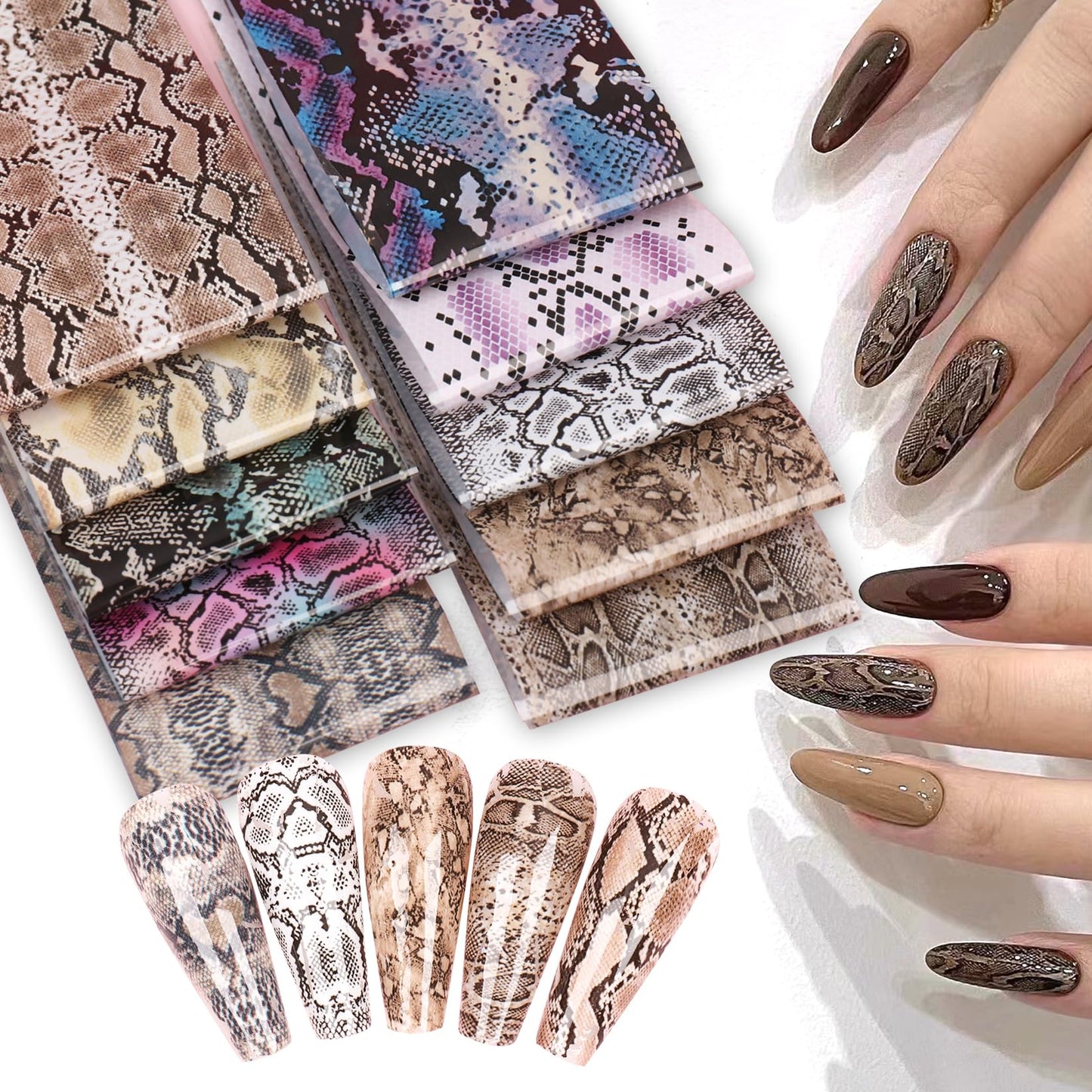 Leopard Transfer Foils for Nails 50 PCS Animal Skin Nail Art Foil Stickers for Women DIY Fingernails Winter Cheetah Snake Print Starry Paper Manicure Decor Accessories for Acrylic Supplies