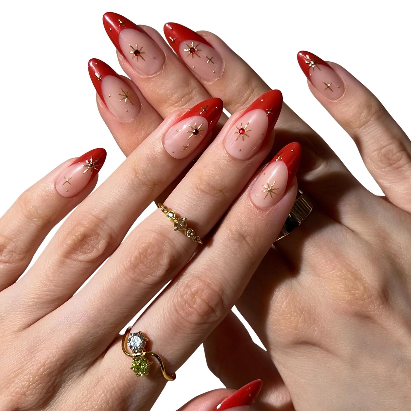 PaintLab Press On Nails Kit for Women – Red Celestial Almond Fake Nails, 30 Nails in 15 Sizes with Glue, Reusable Salon Quality Press On Nails