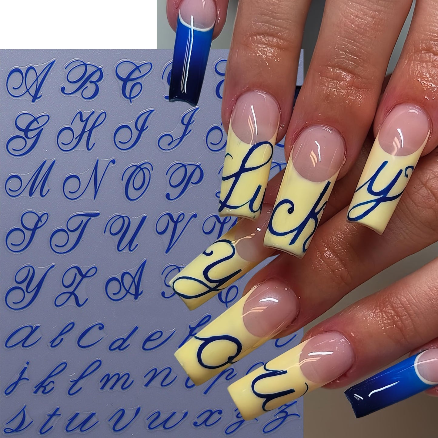 8 Sheets Letters Nail Art Stickers English Alphabet Nail Decals 3D Self-Adhesive Old English Alphabet Nail Art Stickers Black Red Gold Blue Letters Sticker for Nails for Women DIY Manicure Decoration