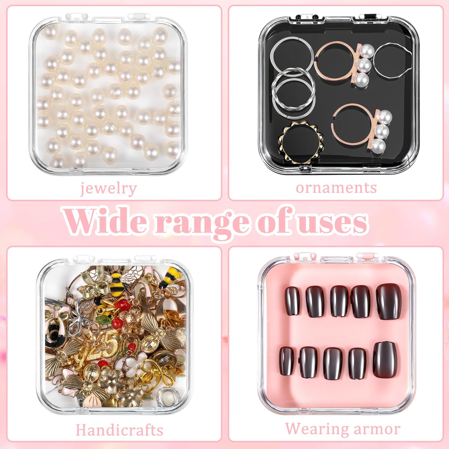 40Pcs Press On Containers Nail Packaging Boxes Acrylic Nails Containers Organizer Cases for Packaging 120Pcs Double Sided Adhesive Nail Tape for Naill Art Salon Supplies