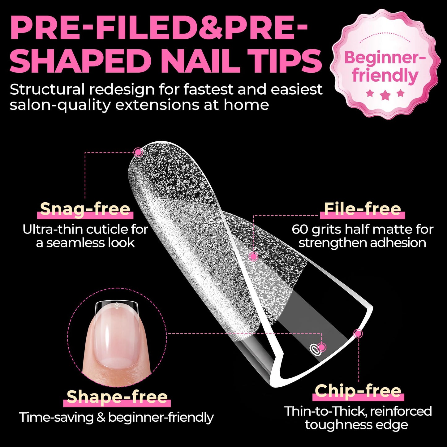 UNA GELLA Extra Short Square Nail Tips 504PCS – XS Sharp Square Pre-Etched Soft Gel Full Cover Acrylic False Nails, Press On Nails for French Style DIY Salon at Home, 12 Sizes