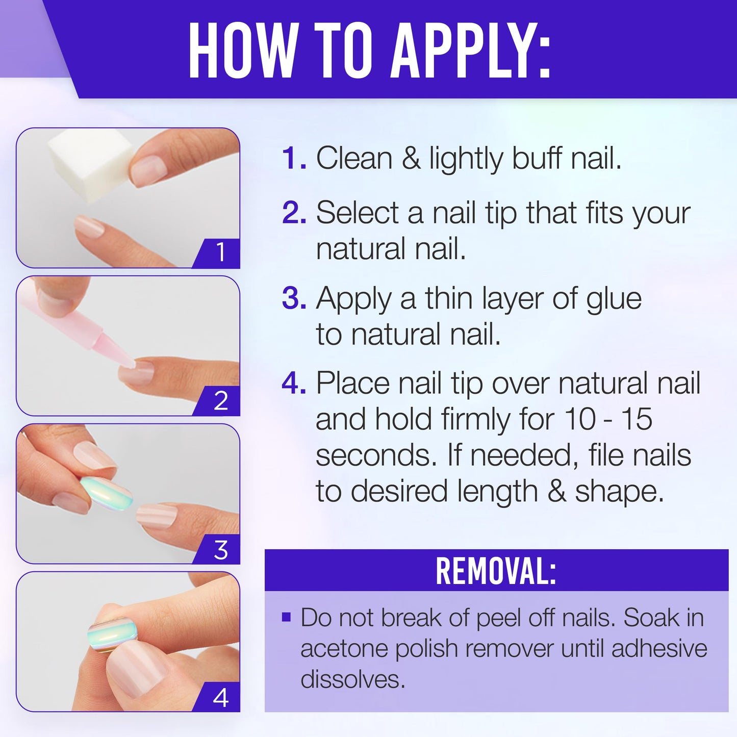 Ardell Chrome Press On Nails Aura – Mirror-Like Chrome Finish Fake Nails, Reusable Glue On Nail for Instant Salon Manicure, Nail Kit, 1 Pack