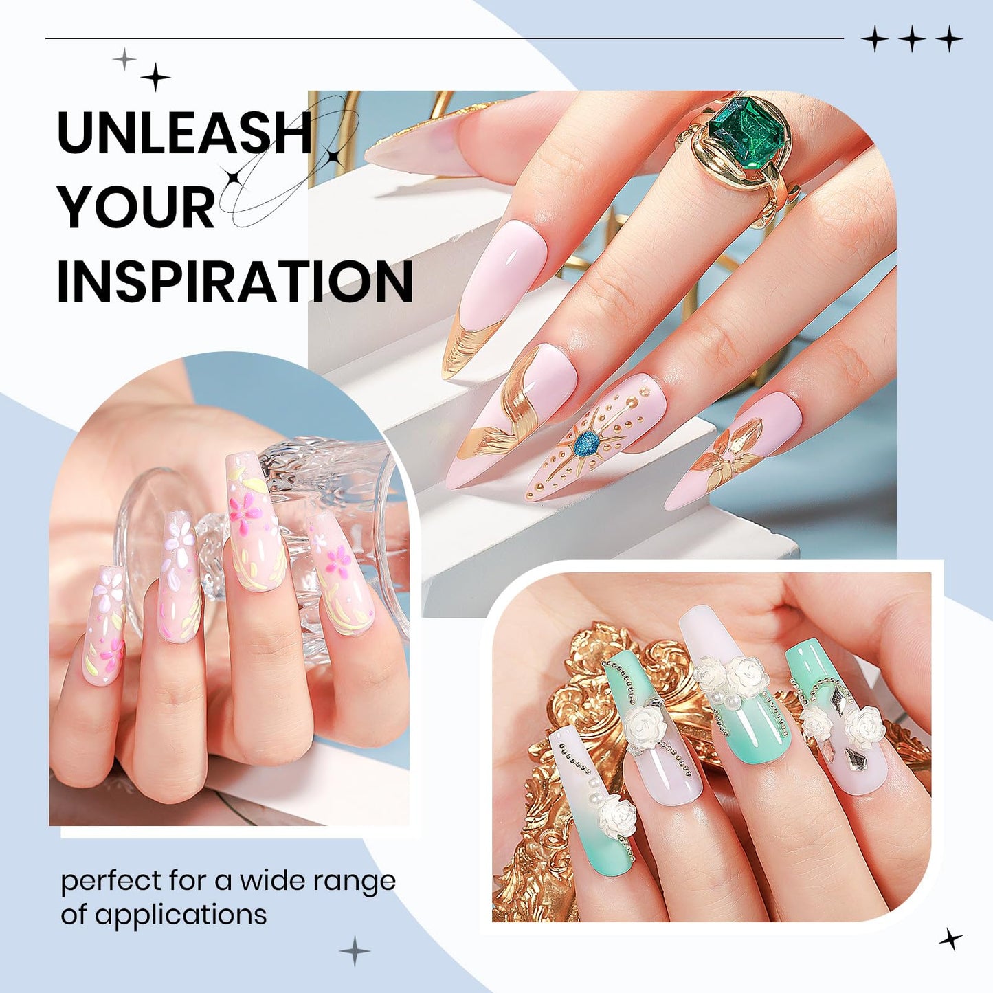 SUPWEE 3d Gel Nail Art Set: Non Stick Hand Solid Builder Gel, No Wipe 3d Gels, 15g 3d Sculpting Gels All-in-1 Kit for Carving Moliding Extension Home DIY Manucure for Women Girls
