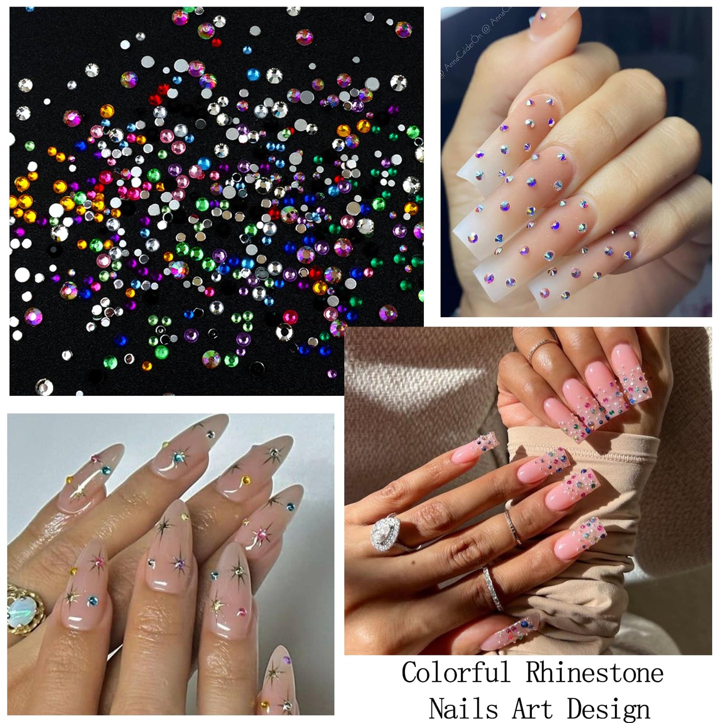 SEMATA Flatback Nail Art Rhinestones Charms Beige Nail Pearls Mixed Size Nails Gems Pink Black Red Nails Rhinestones Art Accessories Decoration Design for Women