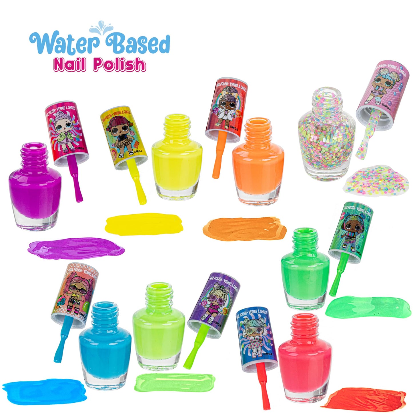 L.O.L Surprise! 8 pc Non Toxic Nail Polish Set for Kids with Nail Dryer | Peelable Nail Varnish Kit for Ages 3+ by Townley Girl