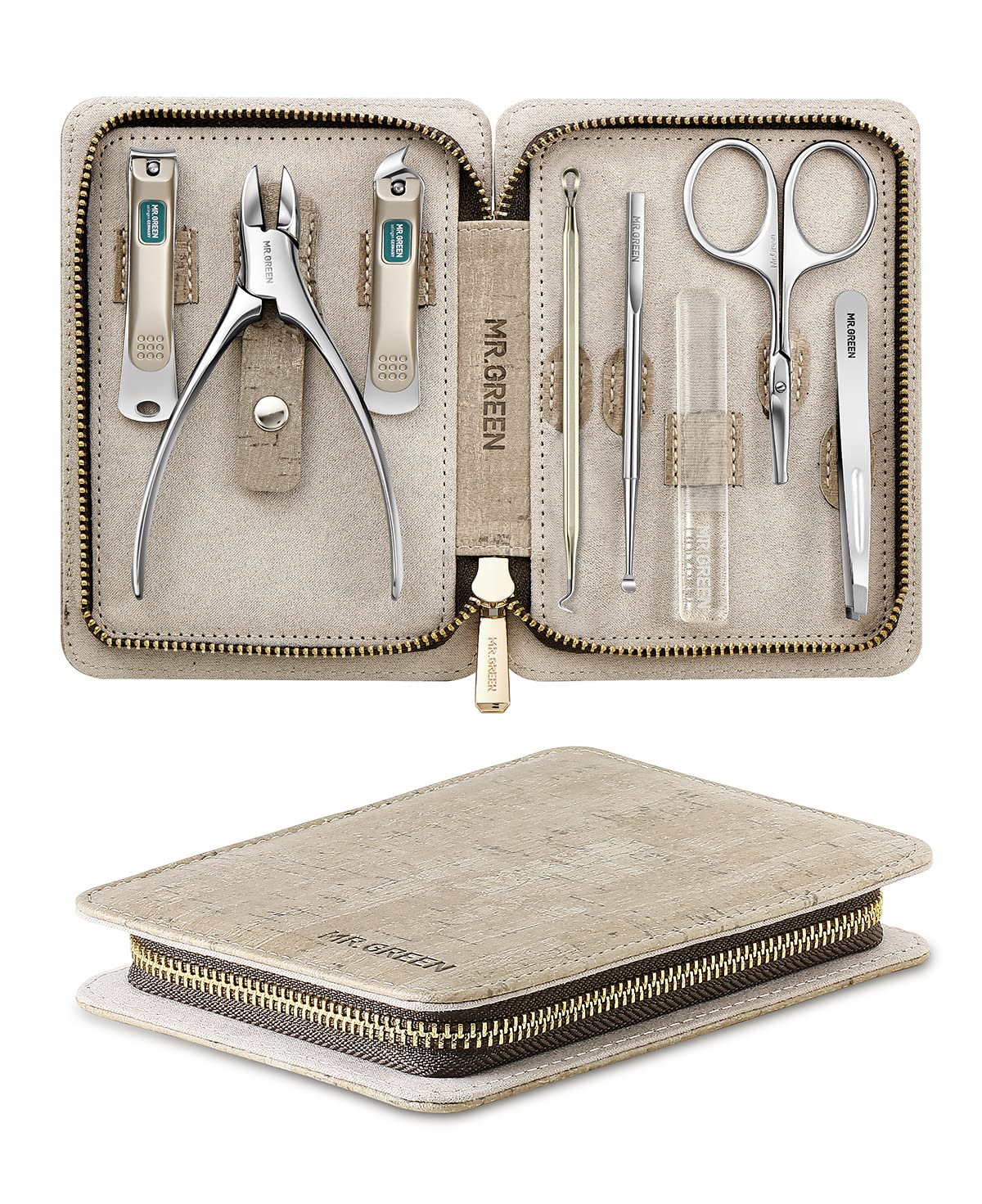 Manicure Set 8 in 1,Professional Pedicure kit,Stainless Steel Manicure Kit,Portable Travel Grooming Kit Nail Care Tools,Nail Clippers Pedicure Tools with Leather Travel Case (Brown)