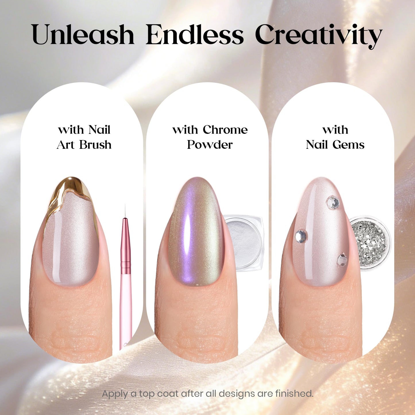 Beetles Motion Glow Nail Tips, 160PCS, 16 Sizes Short Almond Nail Tips, Cat Eye Magnet Full Cover Soft Nail Gel Fake Nails, Salon-Gel Look for DIY Manicure Blossom Glow