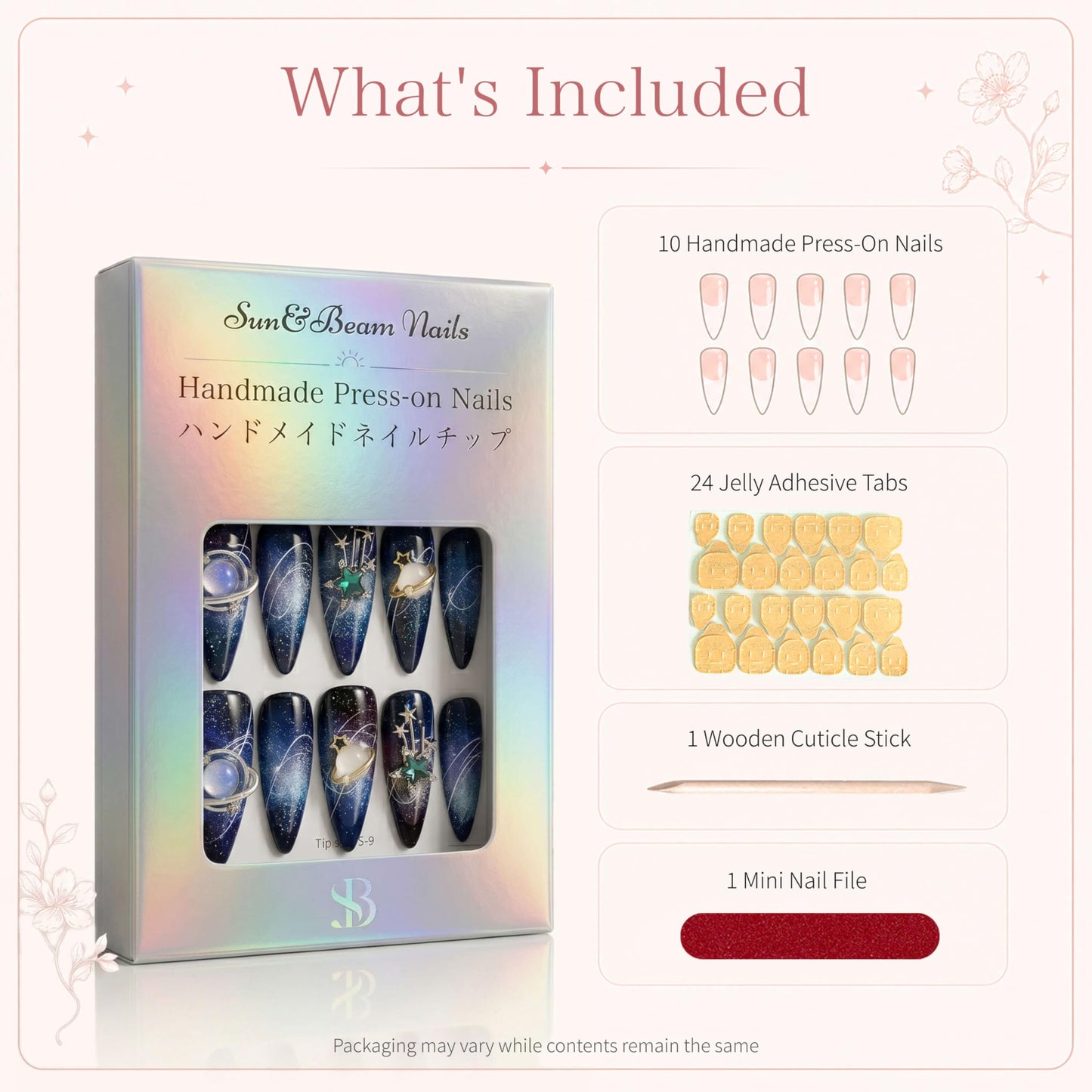 Sun&Beam Nails Handmade Press On Nails Long Stiletto Silver Glitter Butterfly Pearl Shimmer 10 Pieces for Everyday Wear and Special Occasions (#020 XS)