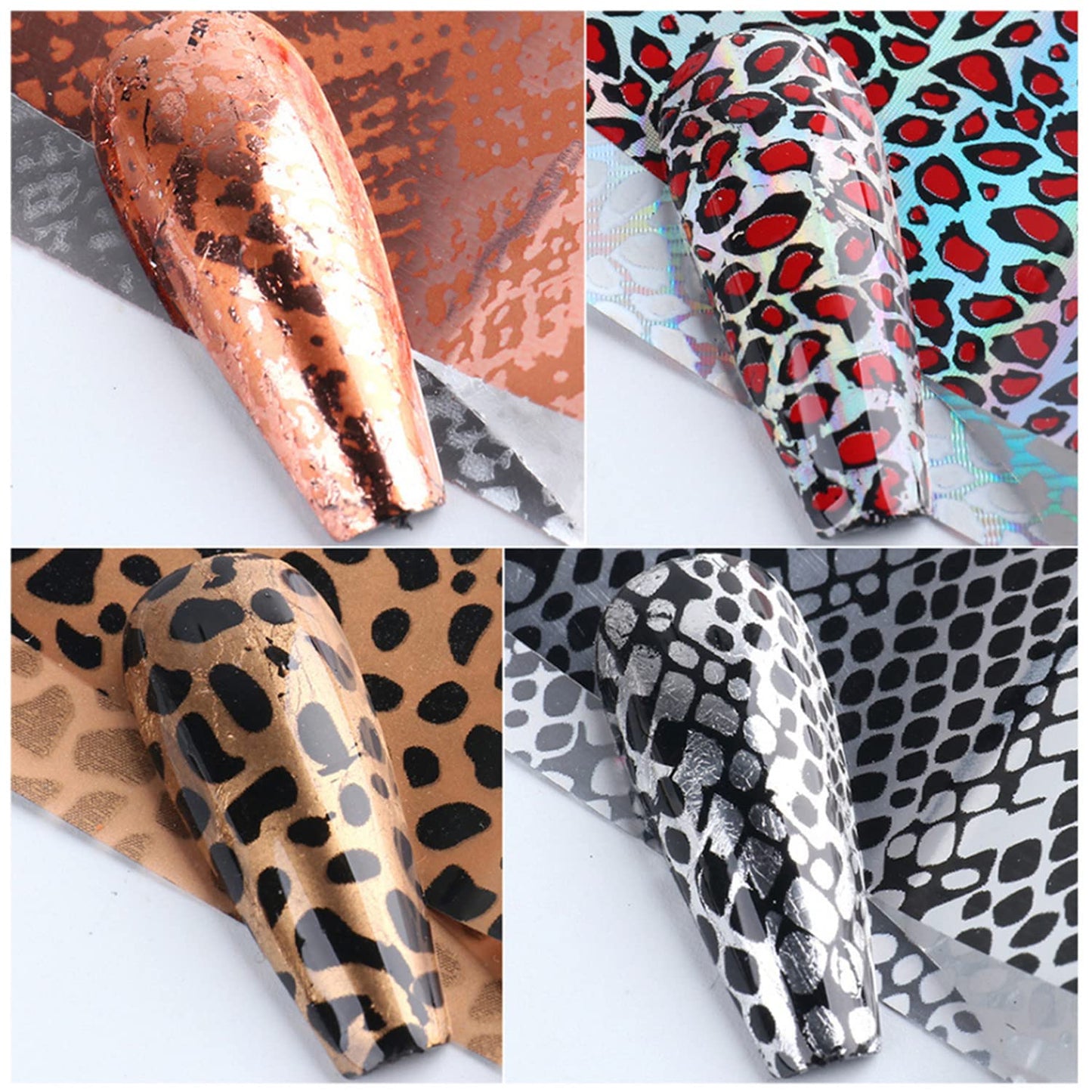 Holographic Leopard Print Decals, Starry Sky Foil Stickers, Nail Transfer Glue, Decorations