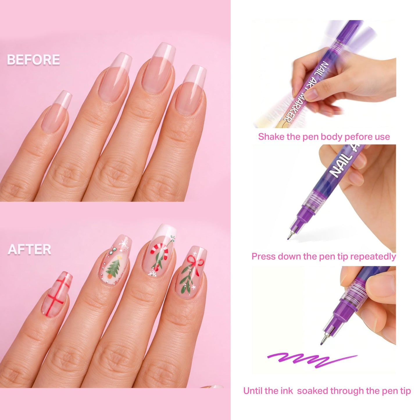 ELIFERA Nail Art Pens for DIY Nail Design – Nail Polish Pens & Nail Art Markers Kit with Easy Control, Compatible with Nail Brushes for Beginners and Professionals