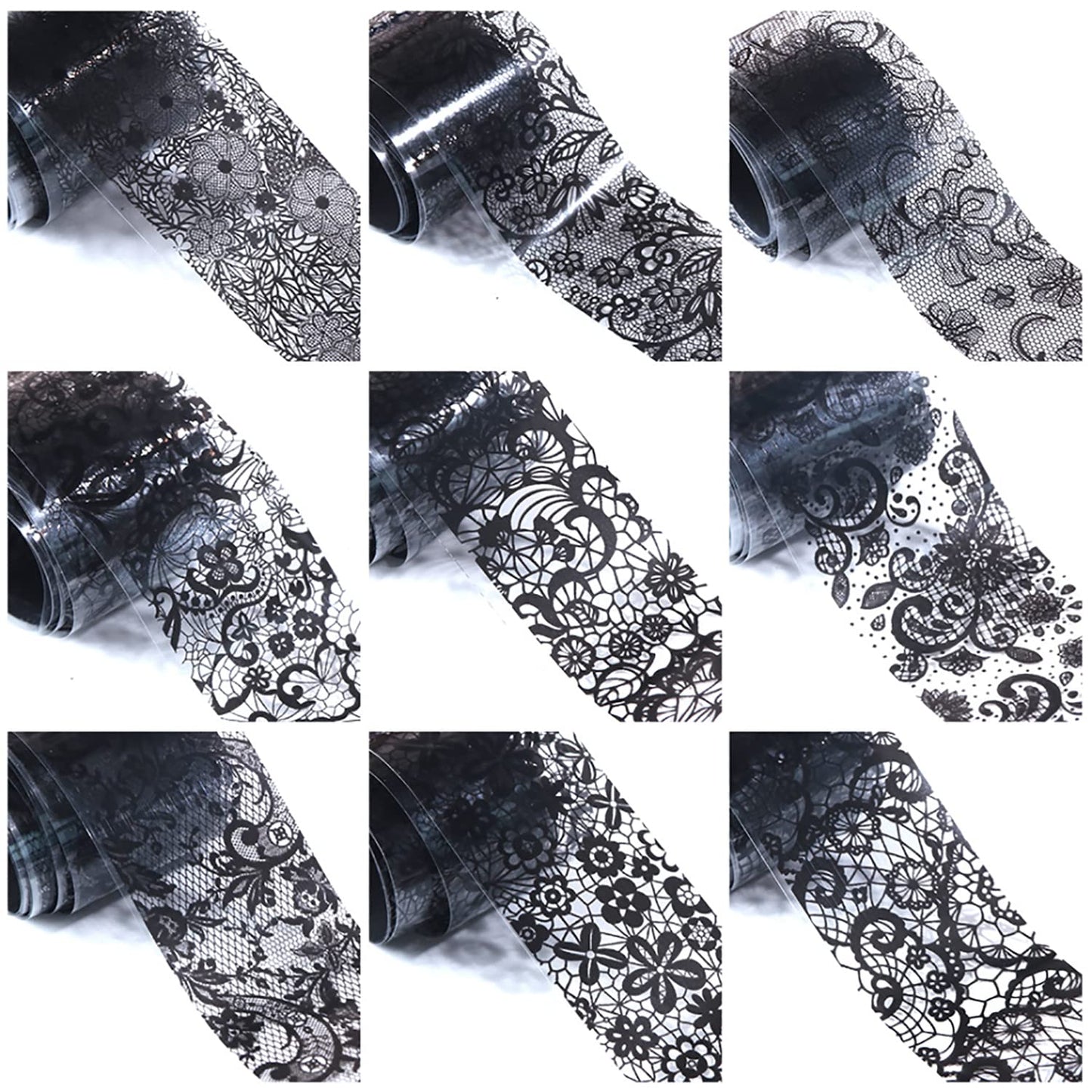 Nail Foil Transfer, DANNEASY 30 Roll Black White Laser Lace Retro Foils Nail Stickers Holographic Nail Art Foil Transfer Starry Sky Nails Art Design Stickers Decals for Women Kids