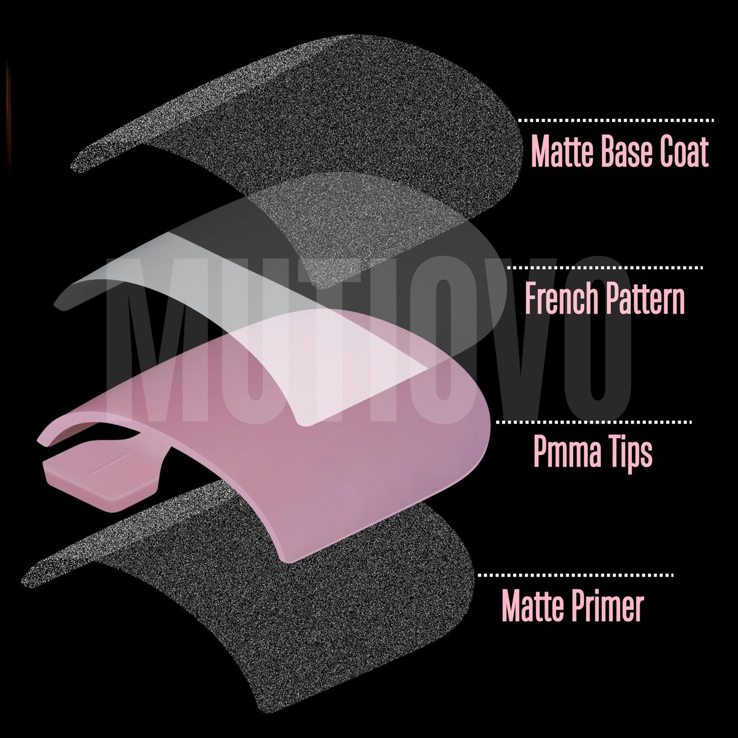 MUTIOVO French Tip Toe Nail Tips Press on, Sharp Square Pre-Designed Soft Gel False Toenail Extension, BROWN PINK Pre-applied Tip Primer & Base Coat, Full Cover Acrylic for DIY x 15 Sizes 240 pcs