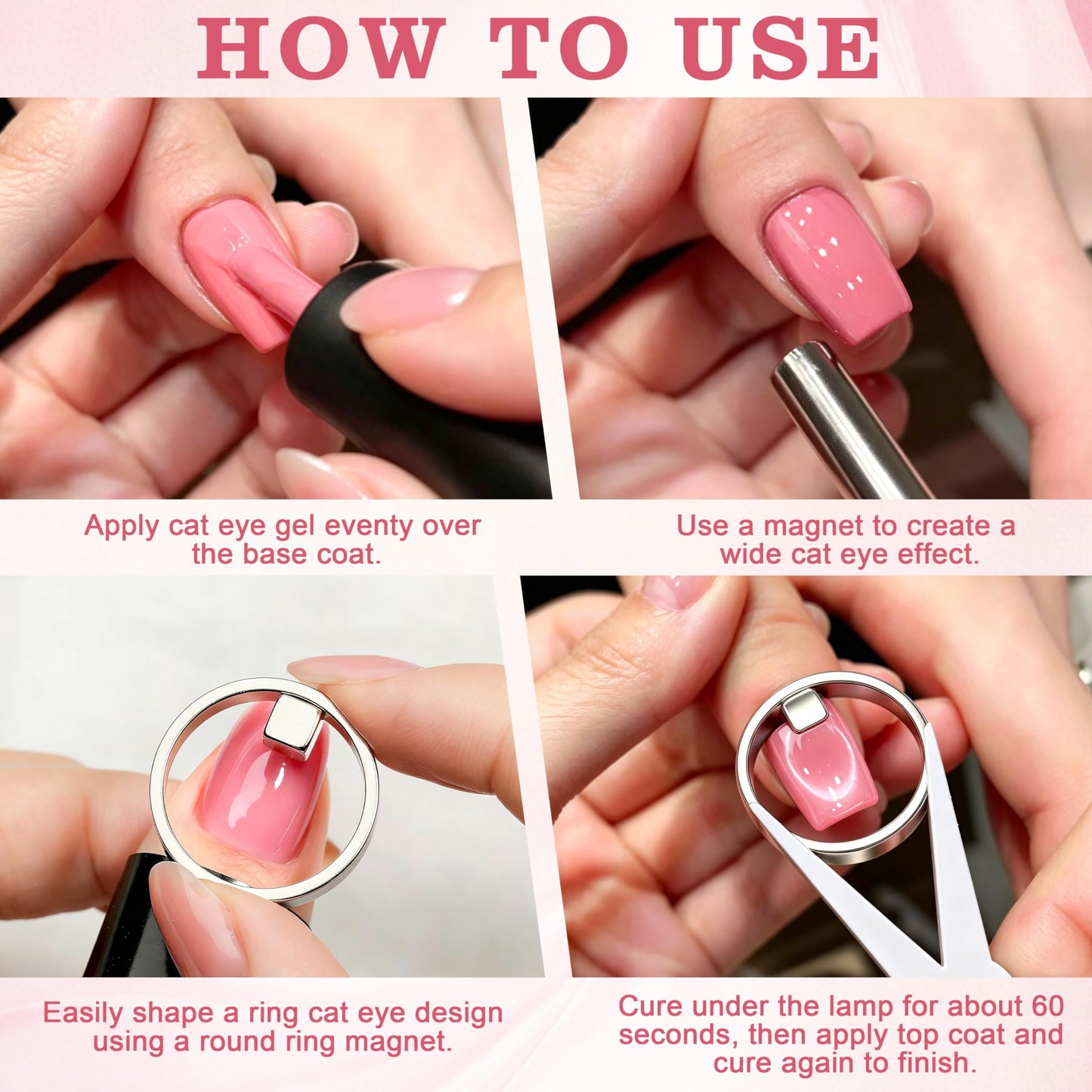 Ring-Shaped Cat Eye Nail Magnet Tool, Hollow Circular Wide Beam & French Y Shape Nail Magnet Set, Portable Nail Art Magnetic Stick for Home DIY, Nail Beginners and Salon Use (2 Set)