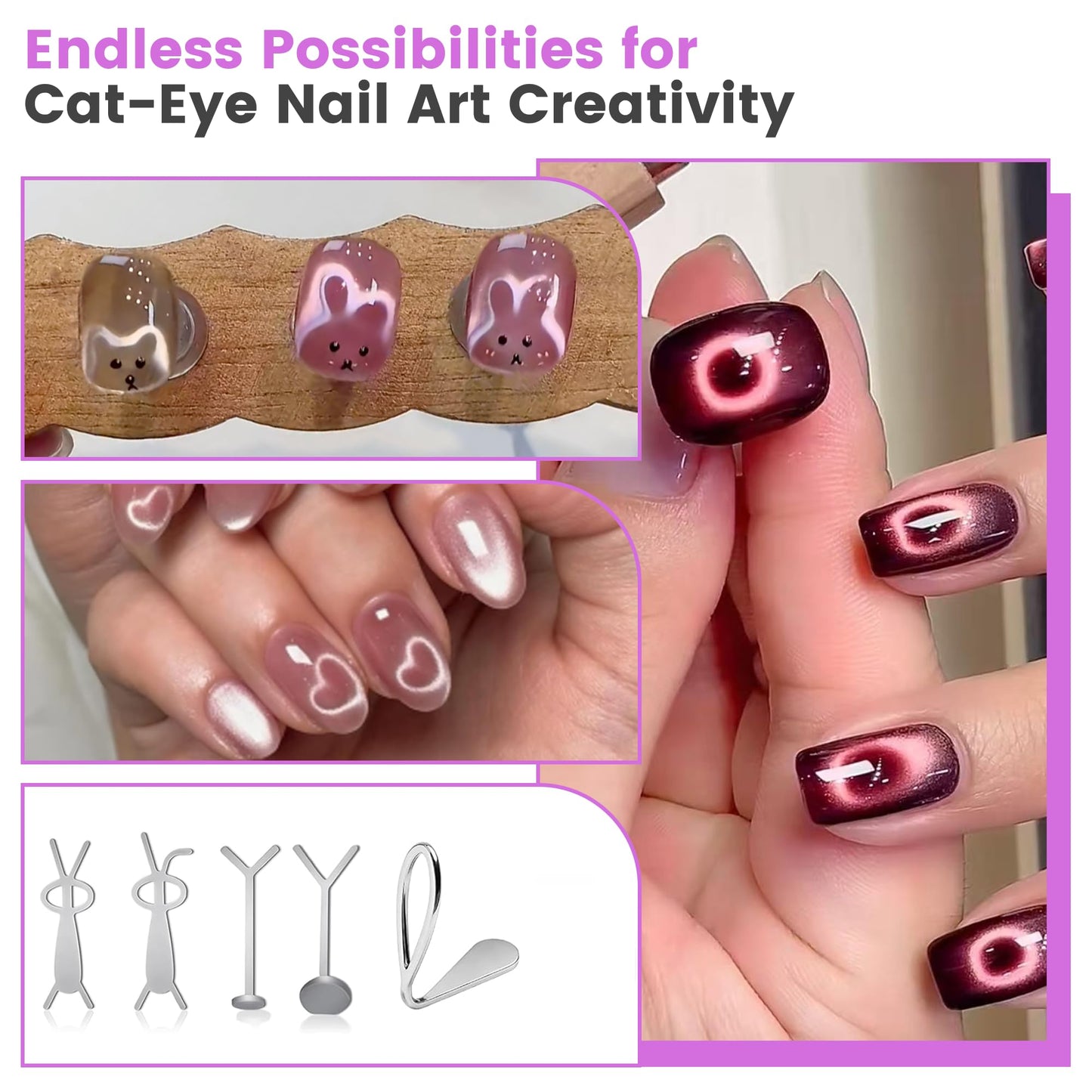 Cat Eye Magnet for Nails,8 PCS Cateye Magnets, Cat Eye Gel Nail Polish Magnet Tools (8 PCS)