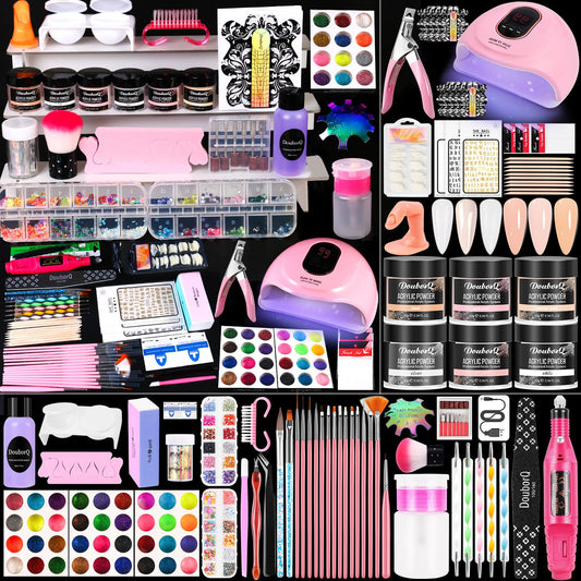 Acrylic Nail Kit With Drill And U V Light Full Nail Kit Set Professional Nail Starter Kit For Beginners Acrylic With Everything