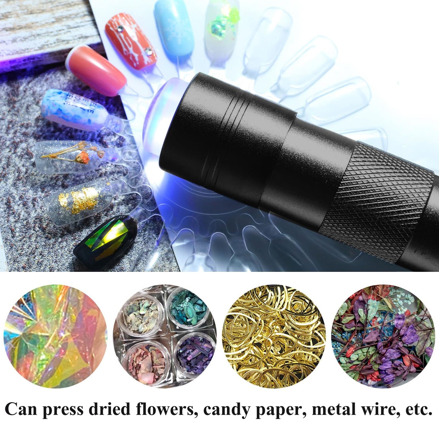Portable Handheld UV Light For Gel Nails, LED Mini UV Nail Lamp With French Tip Stamp Silicone Head, Small Lámpara Para UñAs U V Flashlight Nail Dryer For Rhinestone Glue Decoration DIY At Home Travel