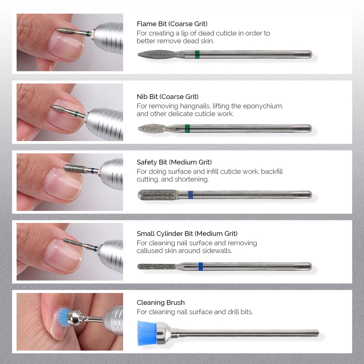 MelodySusie Semi Cured Gel Nail Strips (Chrome)- Works with Nail lamp and MelodySusie 10pcs Nail Drill Bits Set, 3/32 Inch Diamond Cuticle Nail Bits Kit for Nail Drill E-File