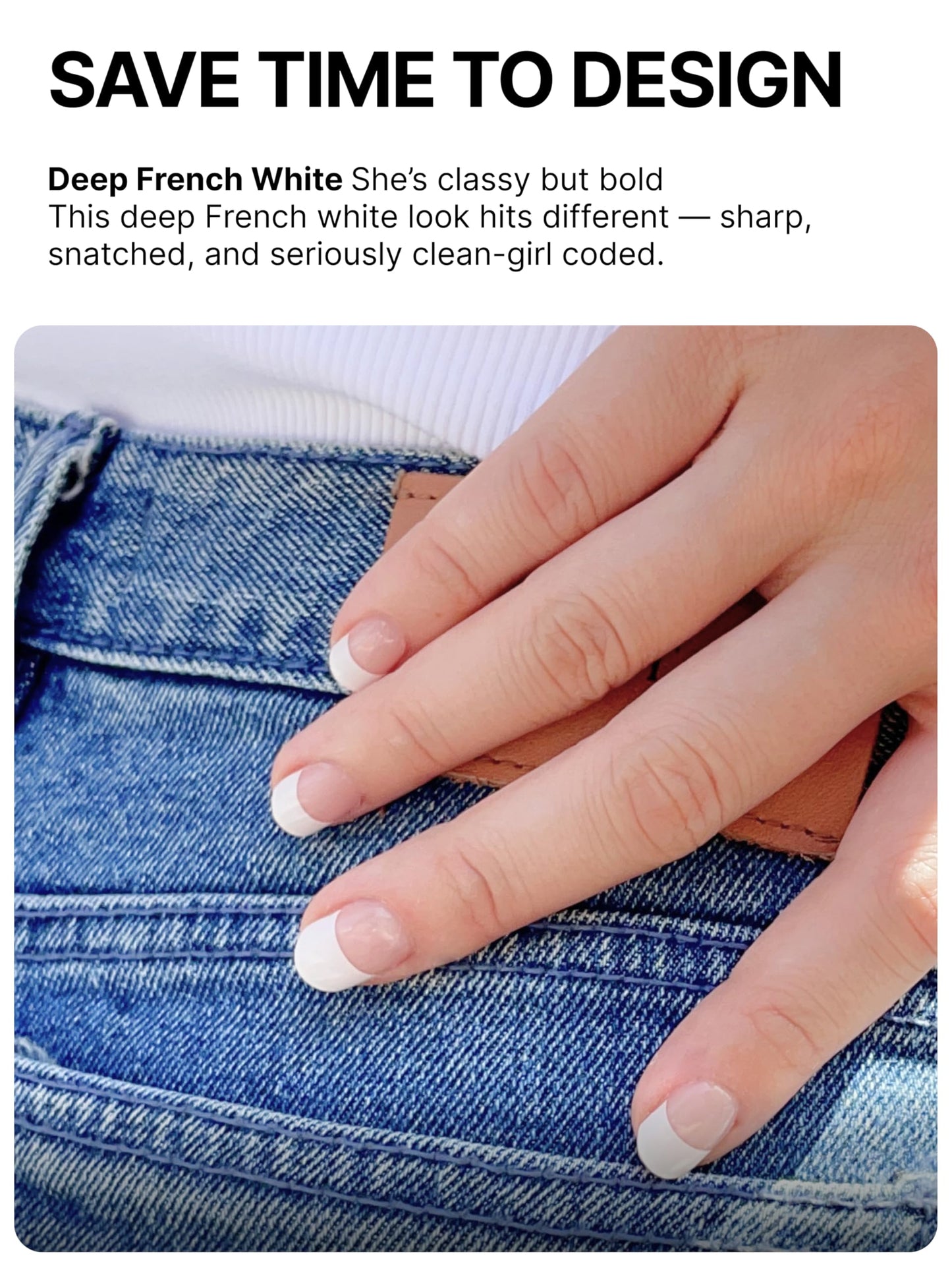 UUUUUU Semi Cured Gel Nail Strips | Salon-Quality | UV Free Gel Nail Wraps for Women | Easy Peel&Stick | Long-Lasting up to 14 Days | 28 Strips Set+File & Wipes | Gift-Ready(UGN126 Deep French White)