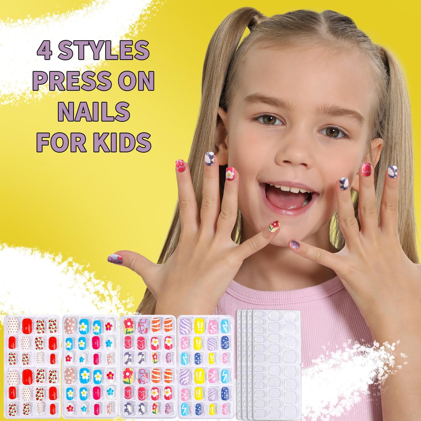 FANDAMEI Nail Kit for Girls, Press on Nails for Teens, Nail Polish Set for Girls, False Nail Tips for Teens, Nail Stickers, 3D Rhinestone Stickers Face Gems, Nail Glitter, Nail Art Tool Kit