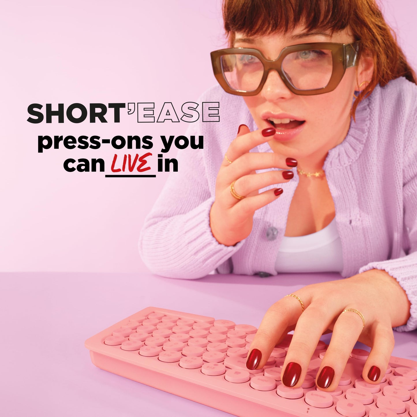 Sally Hansen Salon Effects Perfect Press-On Short'Ease Nails | Square Shape | Easy to Apply, Non-Damaging, Natural Look Vitamin E & B5 | 30 Nails, Nail Glue, Adhesive Tabs, File| Short Circute
