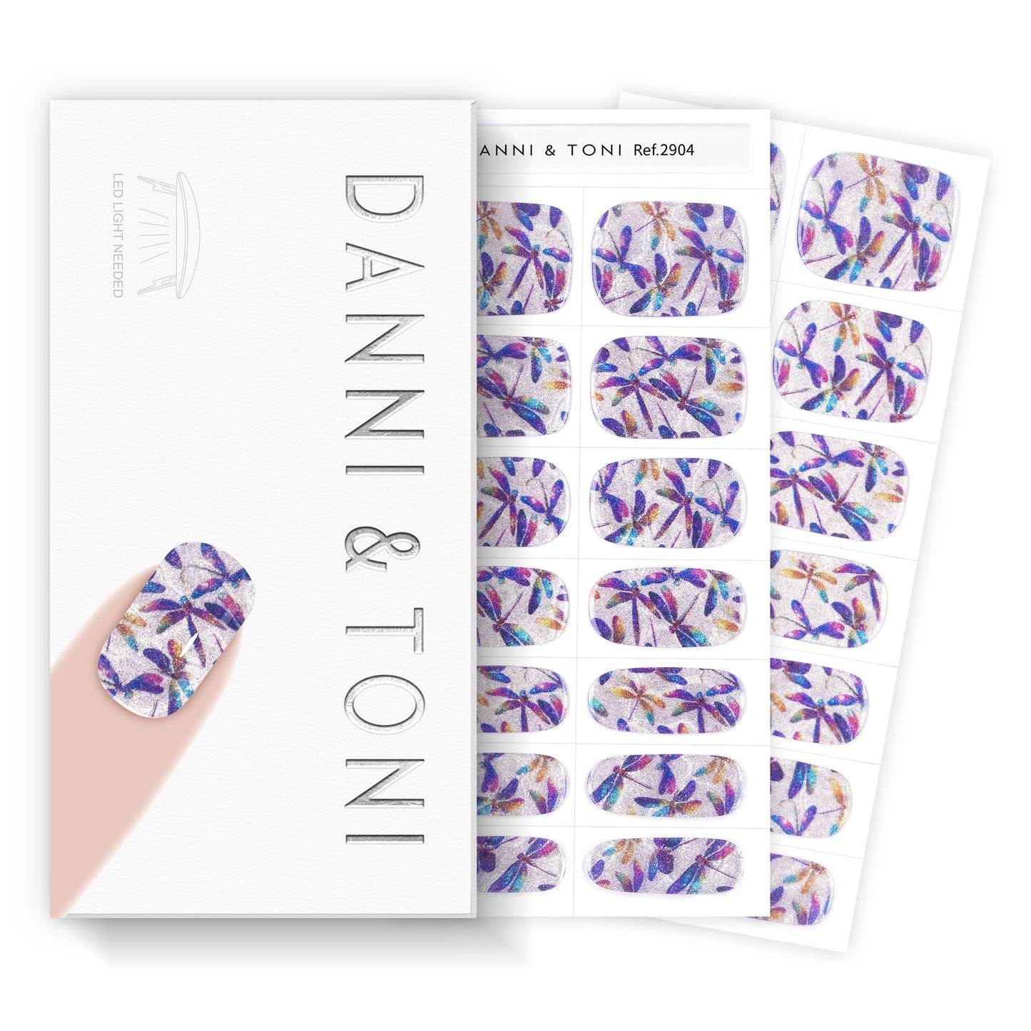 DANNI & TONI Semi Cured Gel Nail Strips Dragonfly Cat Eye Gel Nail Stickers 28 Stickers Gift for Woman | Dragonfly Dream