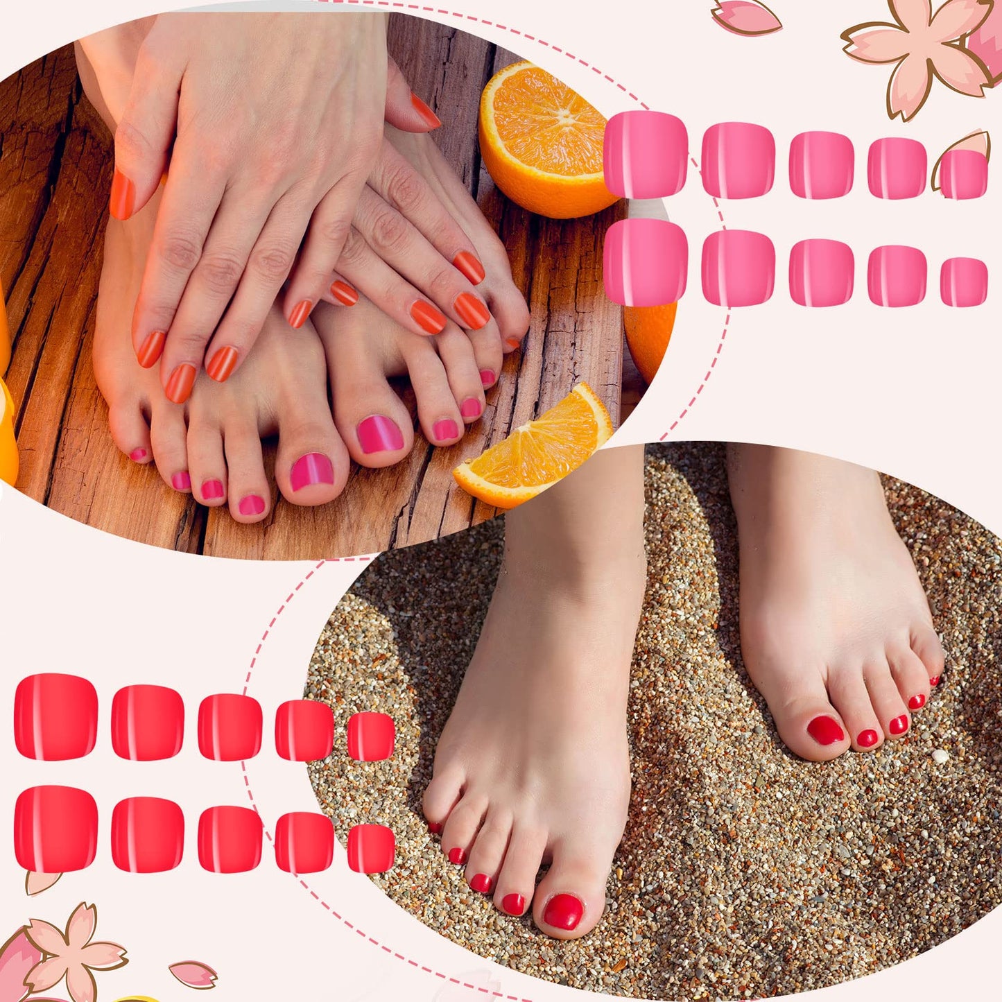 Maitys 720 Pieces Fake Press on Toe Nails Short False Toe Nails Square Solid Color Full Cover Matte Finish for Women(Bright Color)