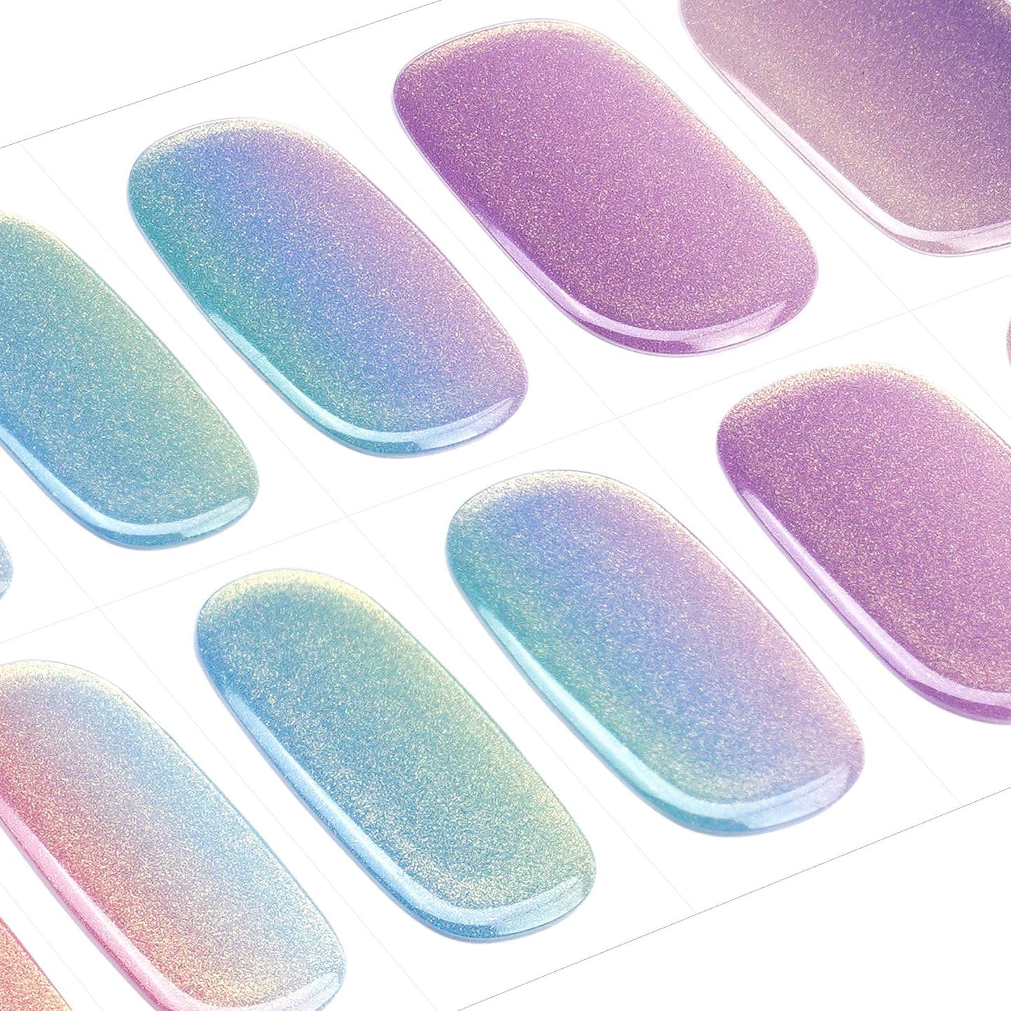 DANNI & TONI Semi Cured Gel Nail Strips Holographic Multicolor Chrome Mirror Gel Nail Stickers 28 Stickers Gift for Woman | Magic Hues