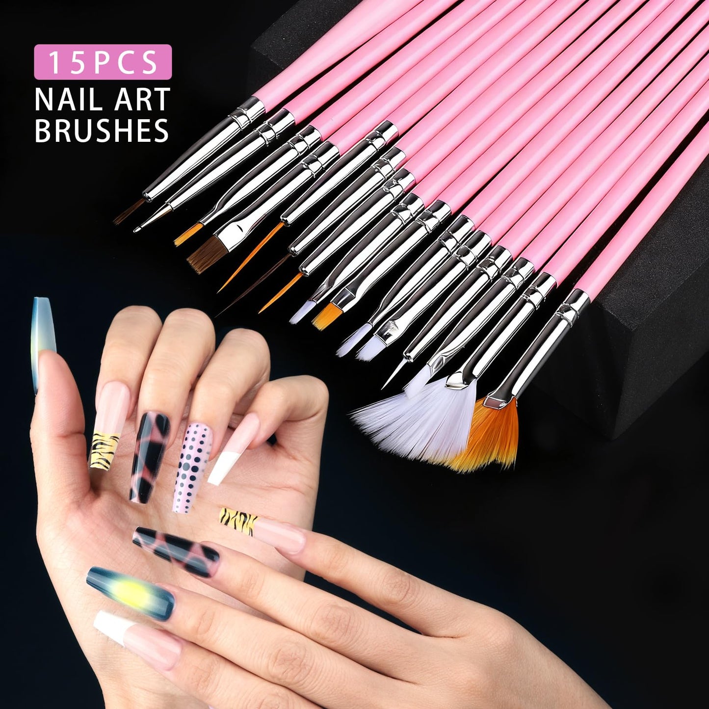 Teenitor 4 Boxes Nail Charms and Gems Set, Nail Rhinestones Nail Kit with Nail Art Brushes Nail Stand, Nail Gems Nail Design Tools with 15pcs Nail Stickers, Gold Nail Pearls for Women Nail Decorations