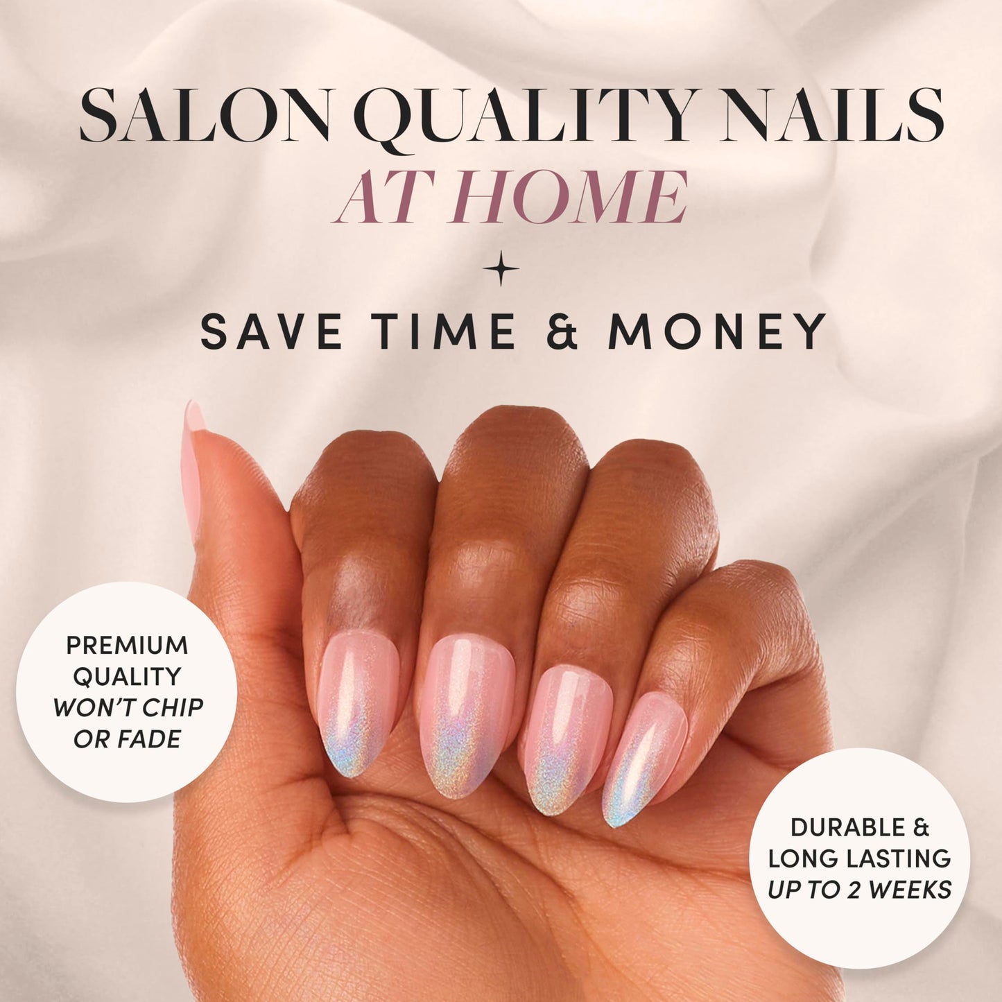 Glamnetic Press-On Nails Bundle - Winter Storm, Cherry Glaze & Boba | Semi-Transparent Short Almond Nails | Glazed Almond False Nails | Sparkly Black Squoval Fake Nails