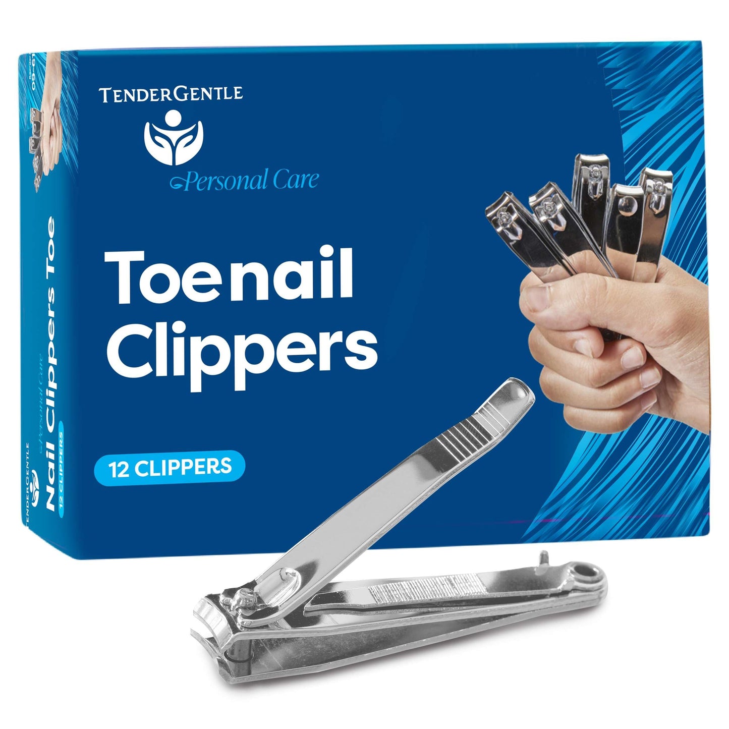 Toe Nail Clippers for Men and Women - 12 Stainless Steel Toenail Clippers with Nail File - Cuts, Shapes, and Smooths - Good for Salons, Homes, Medical Facilities, and More