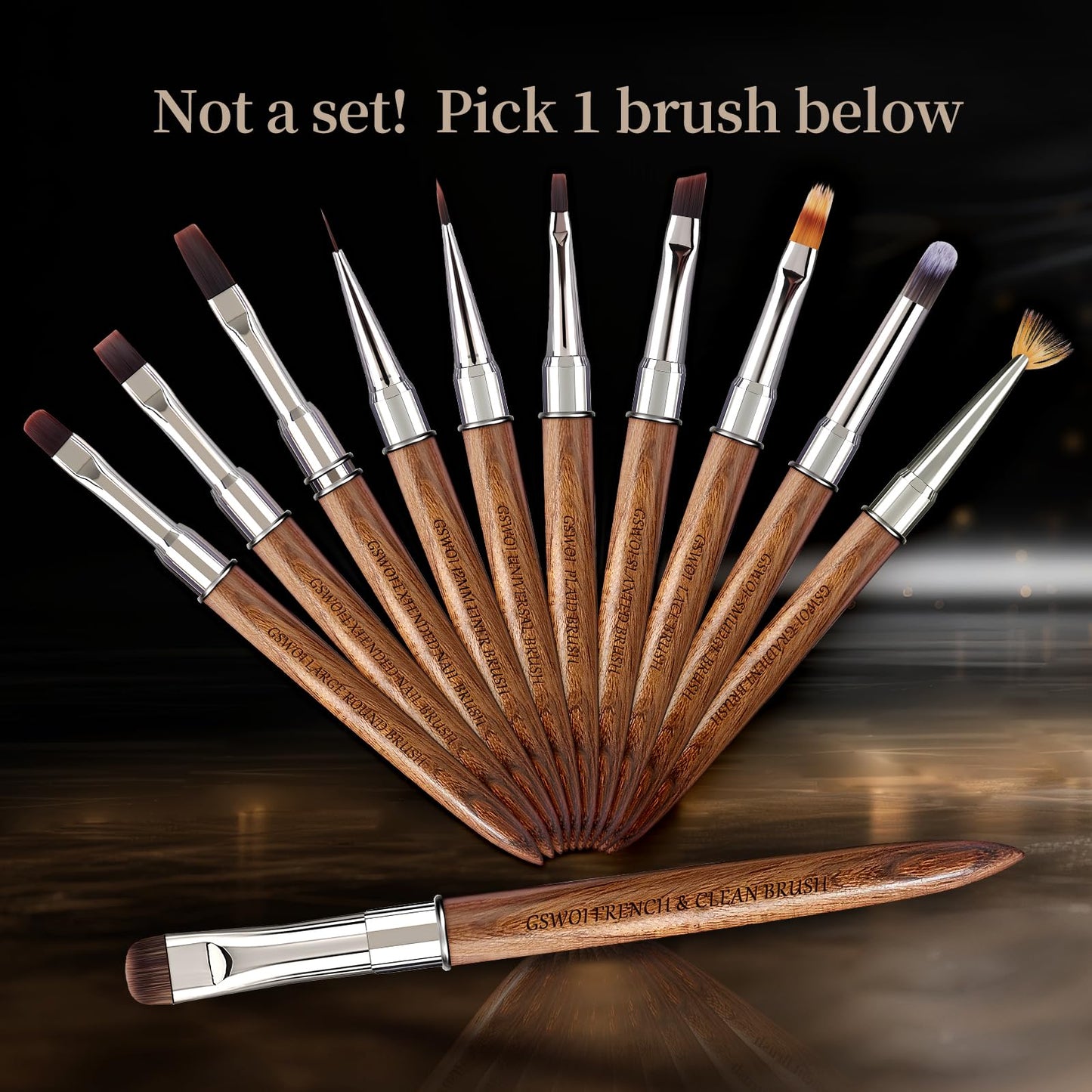 GSWOI Acrylic Nail Brush & French Tip Brush-Salon French Manicure Tool with Firm Flat Head,Streak-Free One Stroke Design,Nail Art Cleaning Brush