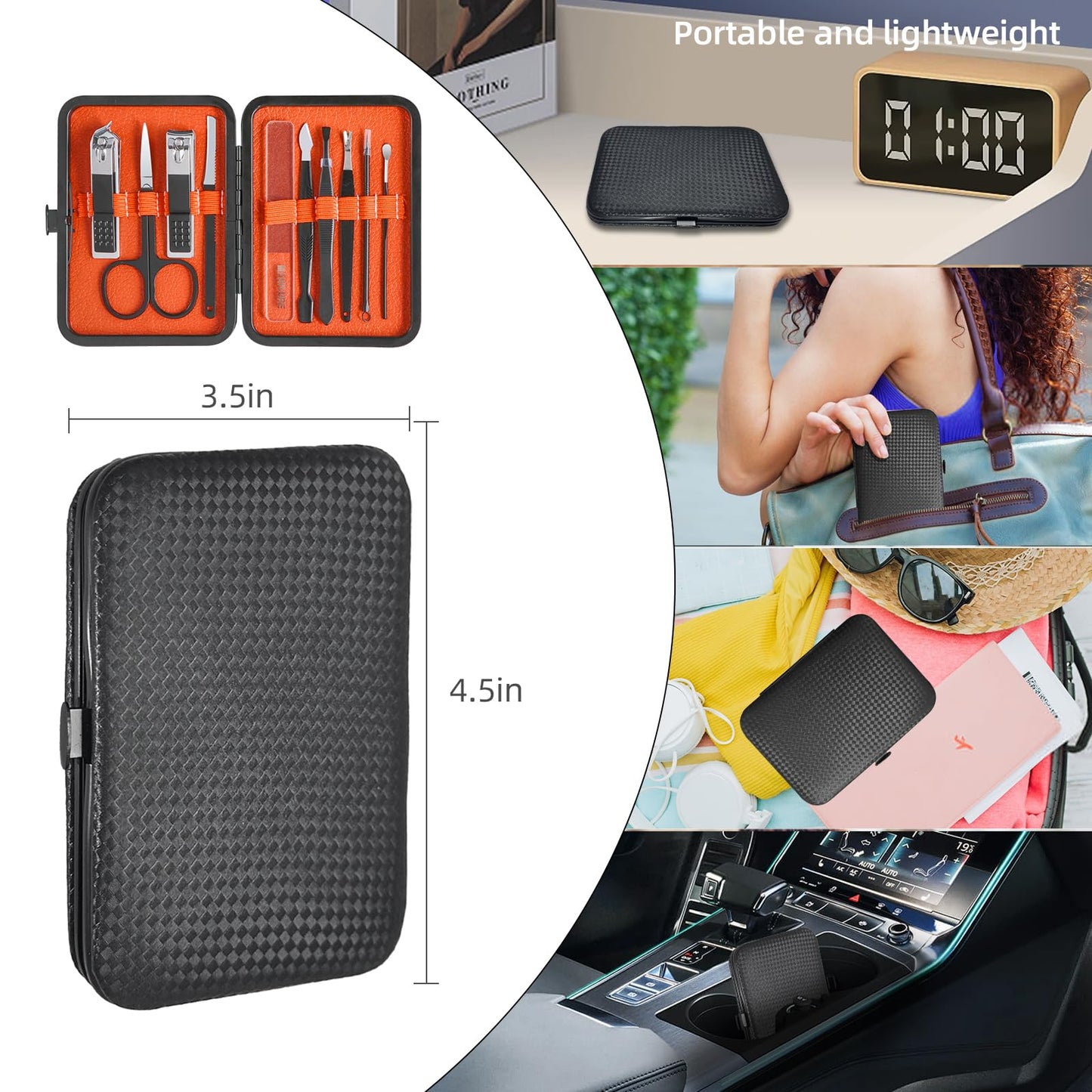 10Pcs Manicure Pedicure Kit Professional Manicure kit for Men Care Nail kit, Mens Nail Care kit,fingernail and toenail Clippers with Portable Luxurious Travel Case (Black)