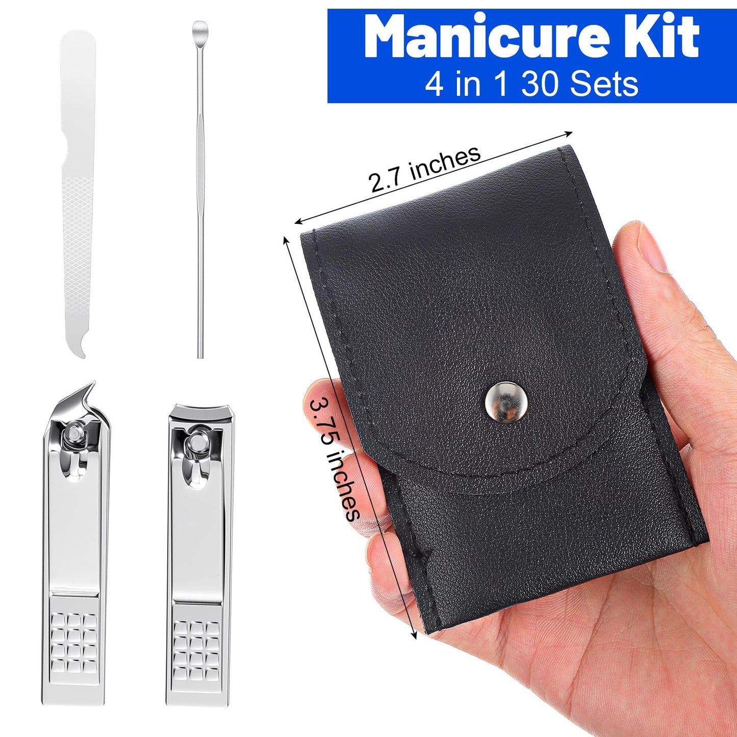 30 Set Travel Manicure Kit Nail Clippers Pedicure Professional Nail Care Tools Stainless Steel Grooming Set with Portable Travel Case Gifts for Mother Father(Black)