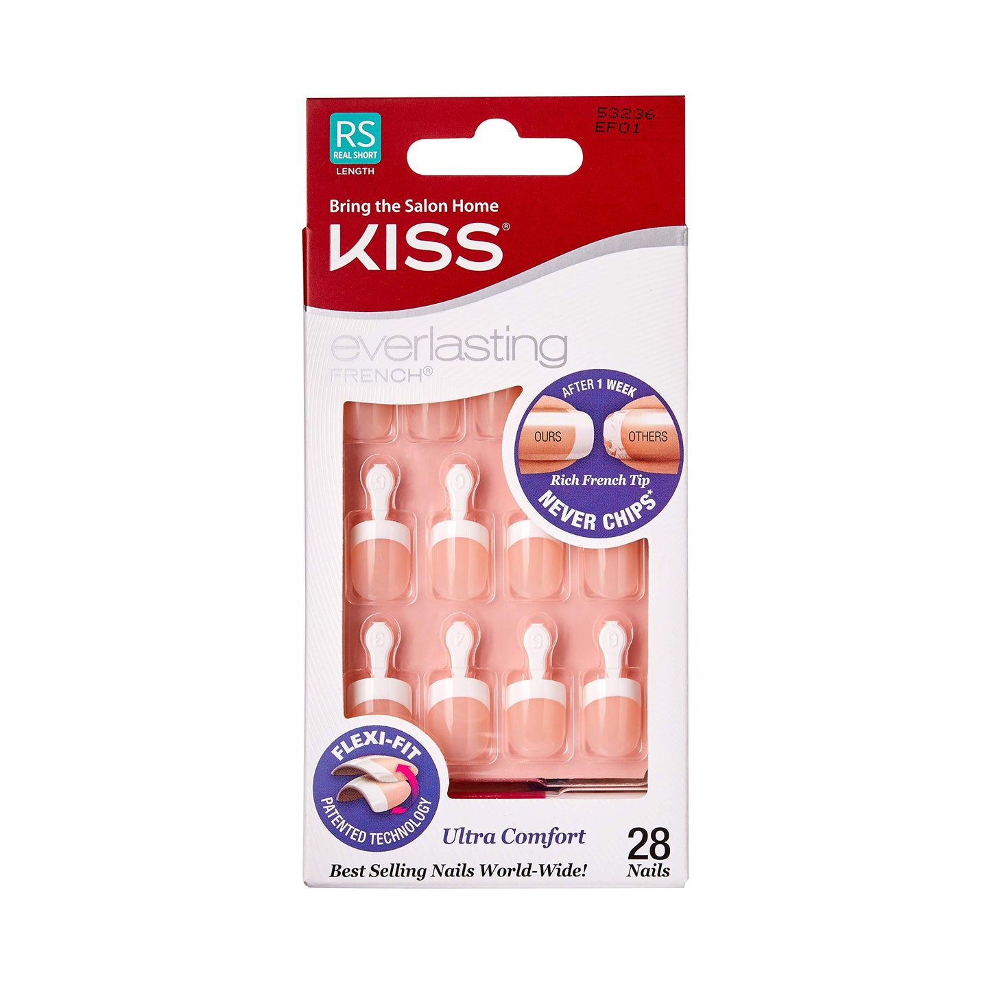 Kiss Everlasting French Nail Kit Real Short 28 Nails (2 Pack)
