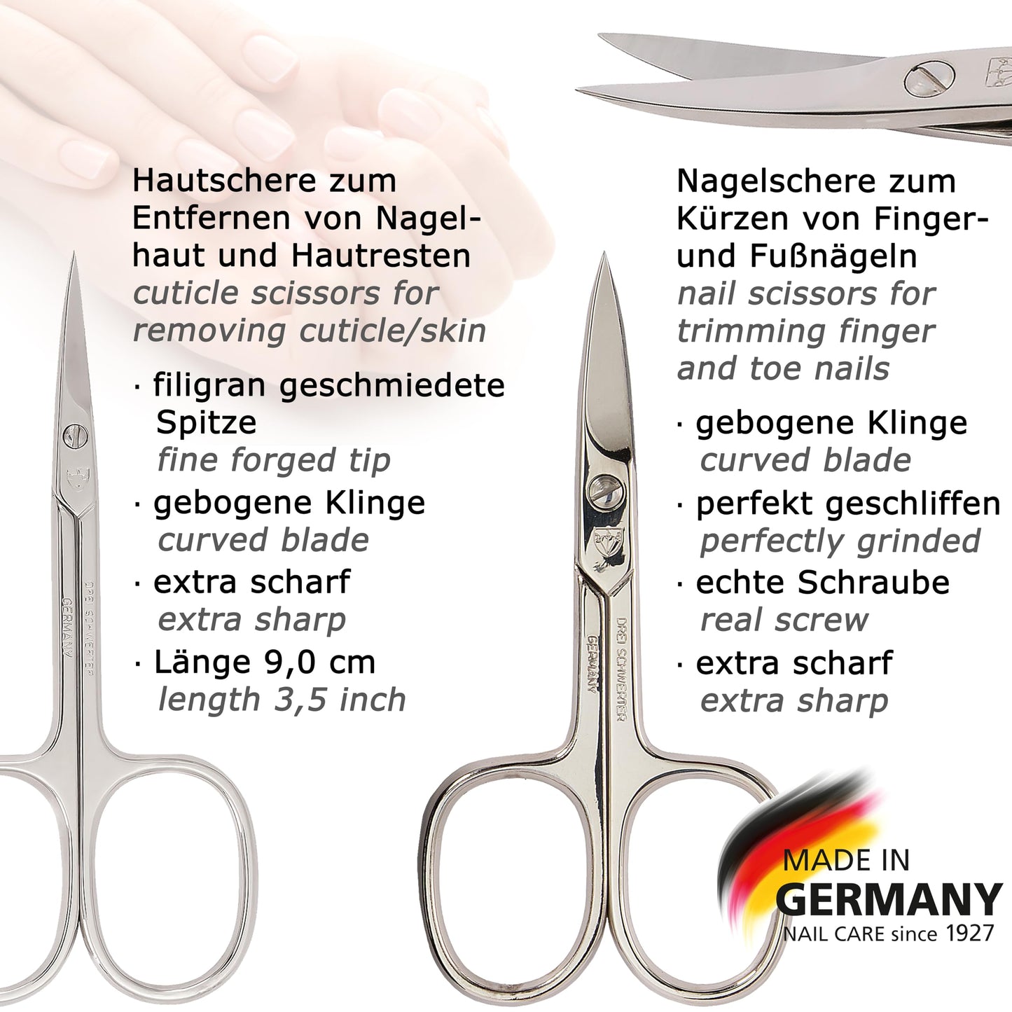 3 Swords Germany – brand quality 12 piece manicure pedicure grooming kit set for professional finger & toe nail care with ostrich synthetic leather case - Made in Germany