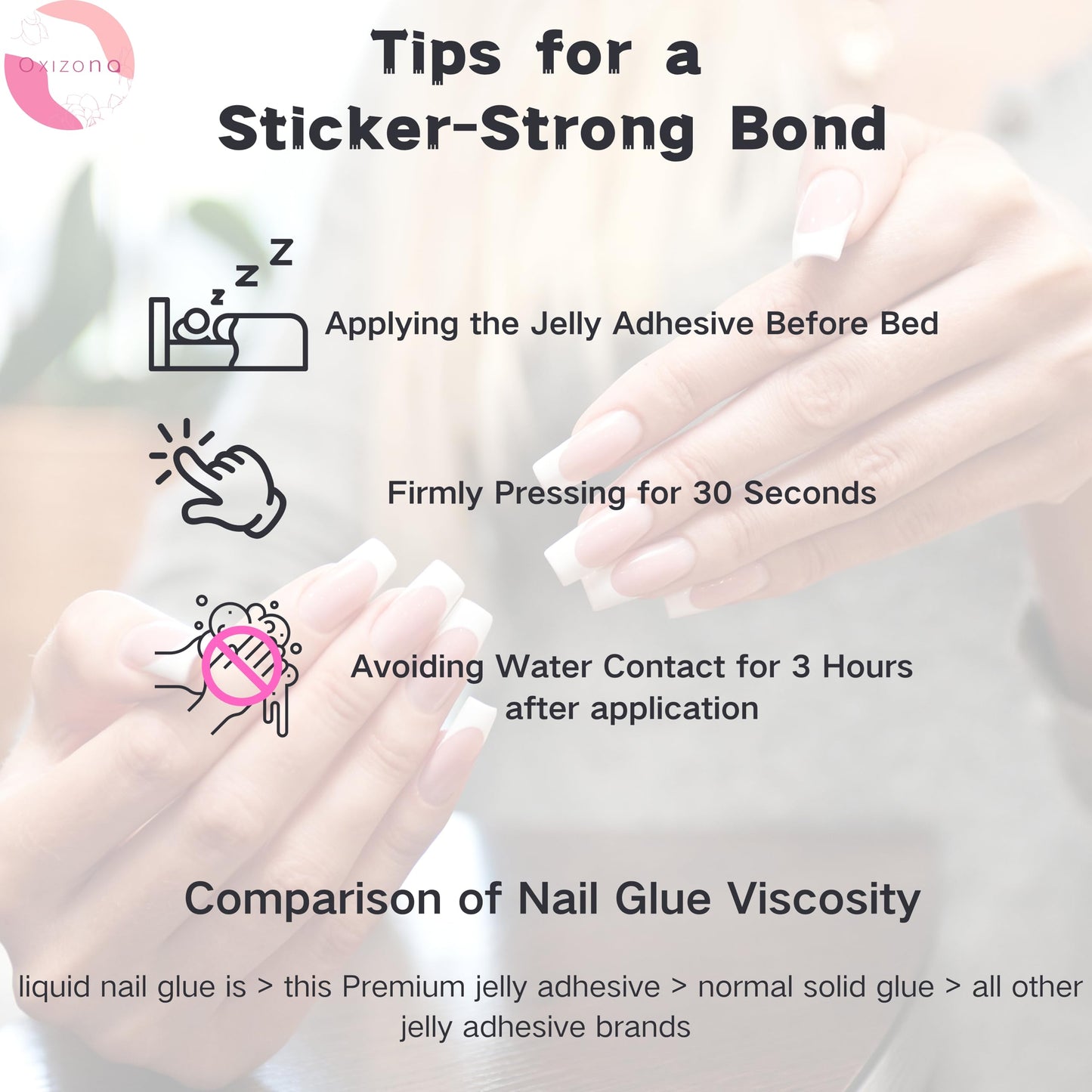 OXIZONA Nail Adhesive Tabs Strong Nail Glue Stickers for Press Ons Waterproof Breathable Jelly Double Sided Adhesive Tabs 20 Sheets(480pcs)