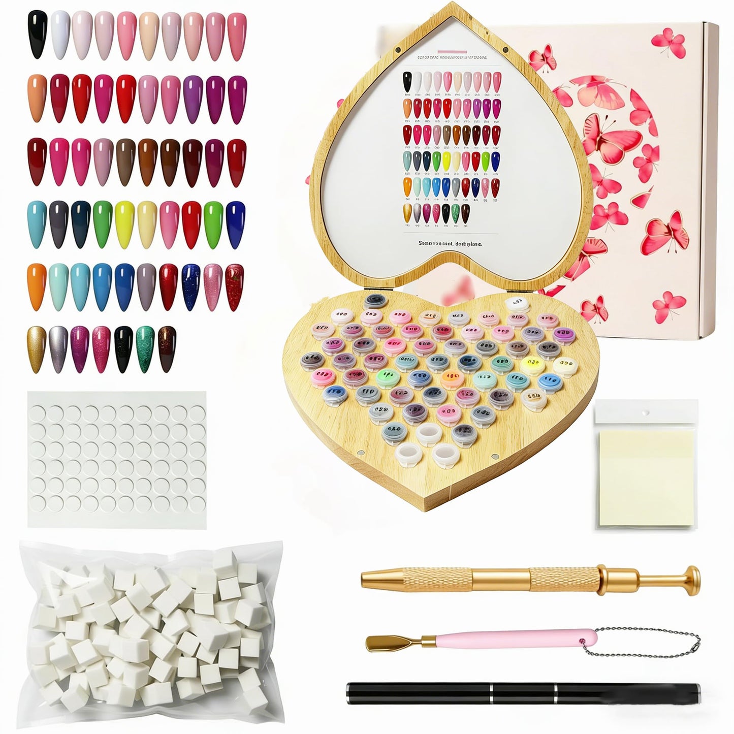 PCTOMU Sponge Pat Pat Gel Polish Pallete Tool Kit, 57 Colors Ombre Nails Gel Paint for Nail Art Gradient Painting Gel Blush Blooming Aura French Manicure, Valentines Day Gifts UV/LED Curing DIY Nail