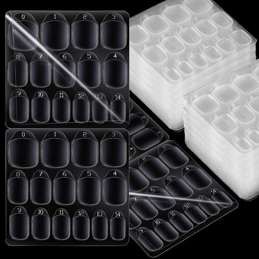 Teenitor 1500pcs Press on Nail Adhesive Tabs, 15 Sizes, Clear/Yellow, Nail Art Stickers