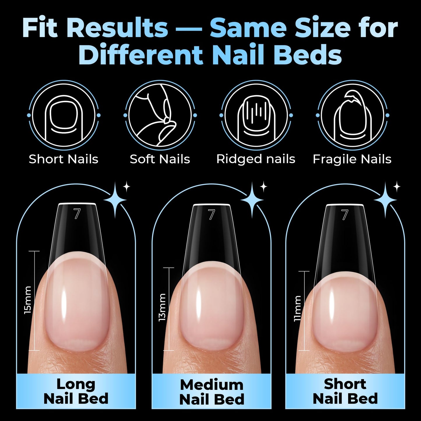 UNA GELLA Gel Nail Tips Coffin Medium 450PCS 15 Sizes Pre-shaped Full Cover Clear Coffin Press On False Nails Easy DIY Art Salon Acrylic Fake Nails Extensions Tips Long-Lasting Hold