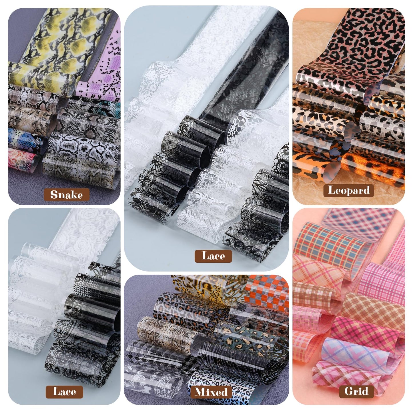20 Rolls Lace Nail Foil Sheets, Black and White Flower Nail Transfer Foil, Nail Art Decals and Holographic Foils for DIY Acrylic Nails, Manicure Stickers and Nail Decoration for Women