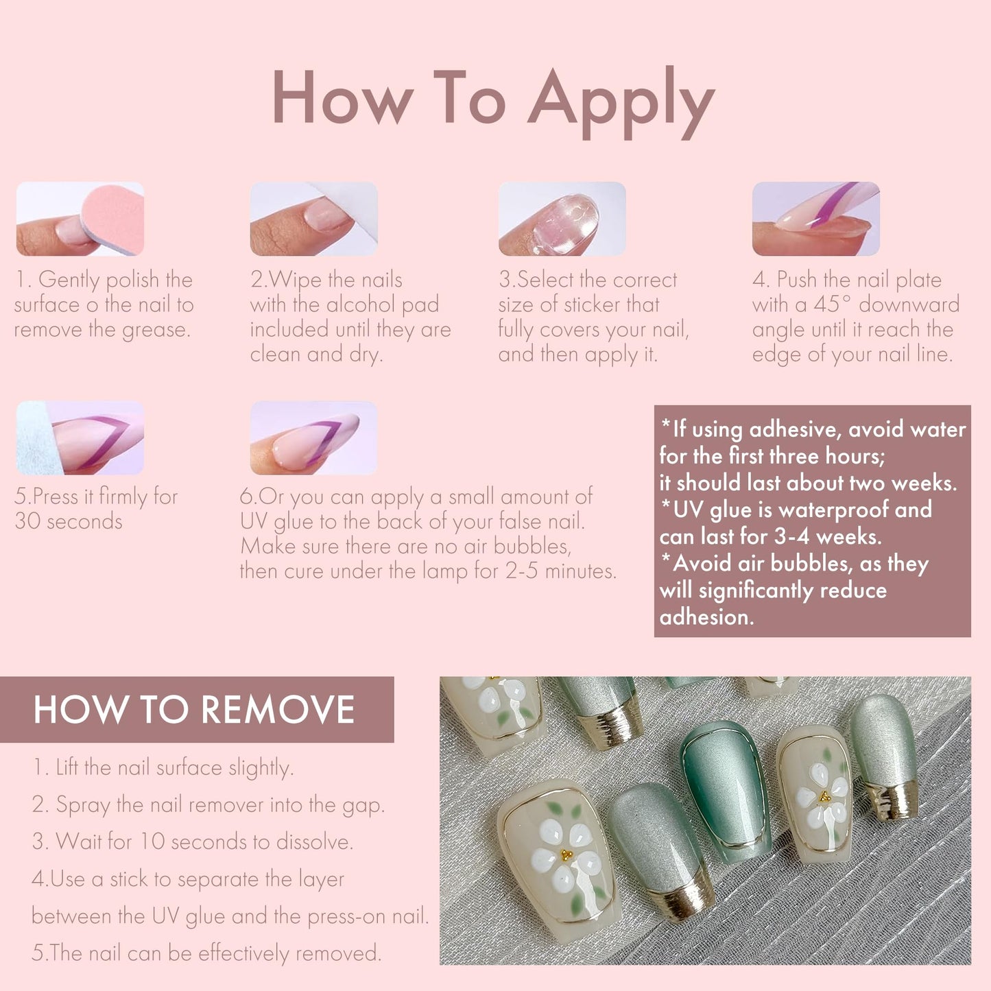 Daisy Meadow 10pcs Press On Nails, Soft Green Gradient & Creamy Nude Floral Press-Ons, Pastel Spring Acrylic/UV Gel Fake Nails for Women, Summer Fresh Style Wearable Nails (green, SS)