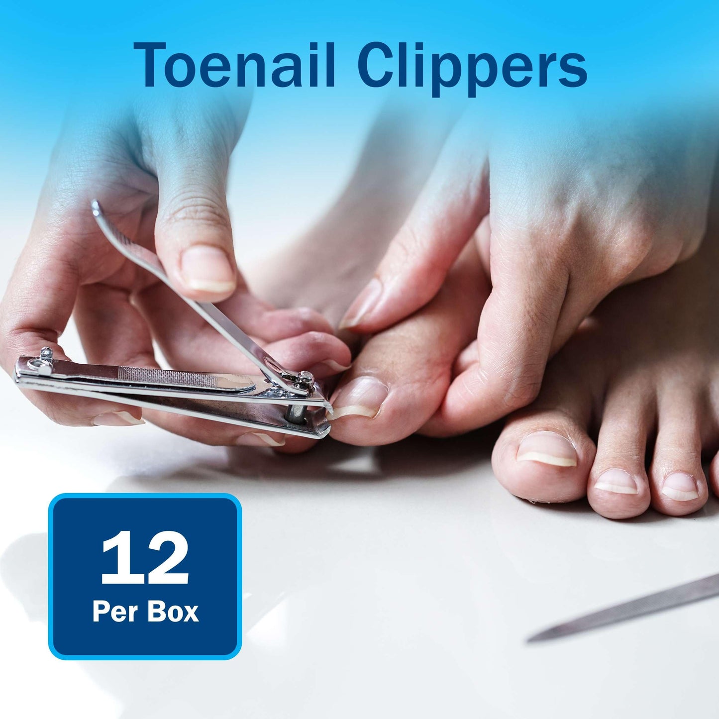 Toe Nail Clippers for Men and Women - 12 Stainless Steel Toenail Clippers with Nail File - Cuts, Shapes, and Smooths - Good for Salons, Homes, Medical Facilities, and More