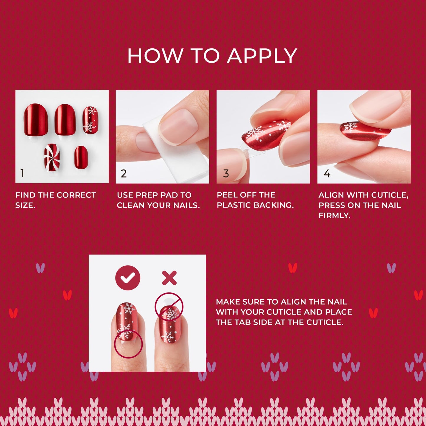 KISS imPRESS Holiday Press On Nails, ‘Mistletoe Kiss’, Brown, Short Squoval, Improved Super Hold Adhesive, 30 Fake Nails, Prep Pad, Mini Nail File, & Manicure Stick