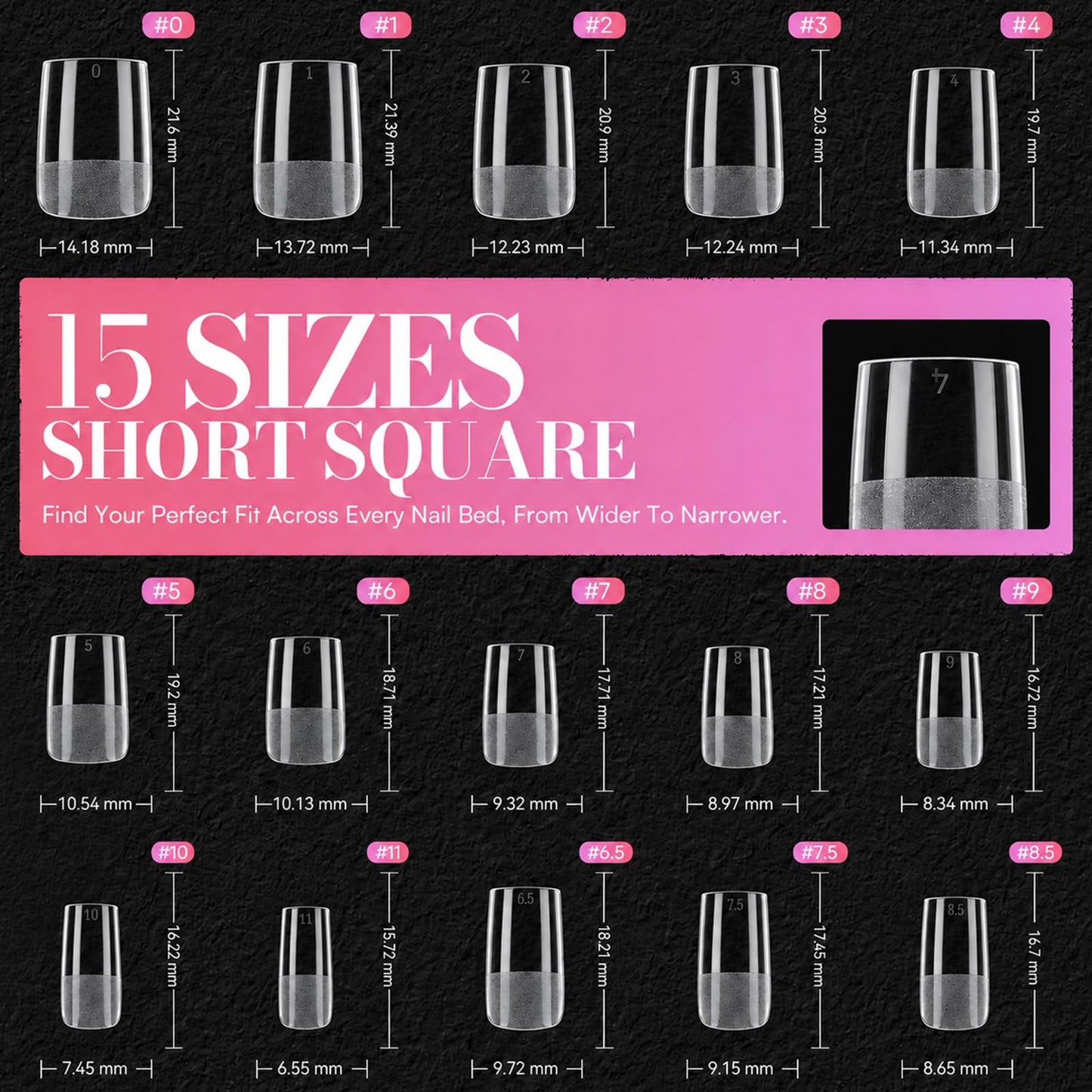 Makartt 420Pcs Short Oval & Square Nail Tips: 2 Shapes Clear Full Cover Fake Nails with 15 Sizes, Pre-Etched Inside Soft Gel Nail Tips for DIY Press On Nails, Short Nail Extensions DIY at Home