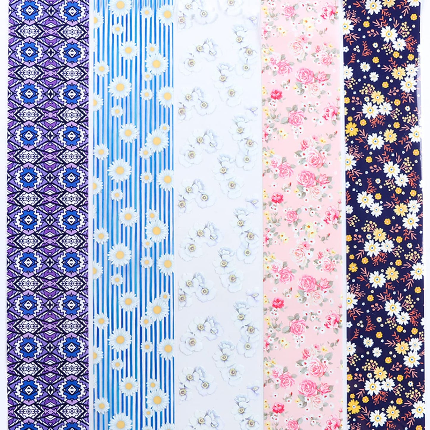 Flowers Nail Foil Transfer Stickers Decals, Flower Nail Transfer Foils Sticker Designs Spring Floral Sky Starry Paper Nail Art Decals Acrylic Nails Supplies for Women Girls Manicure Tips Decorations