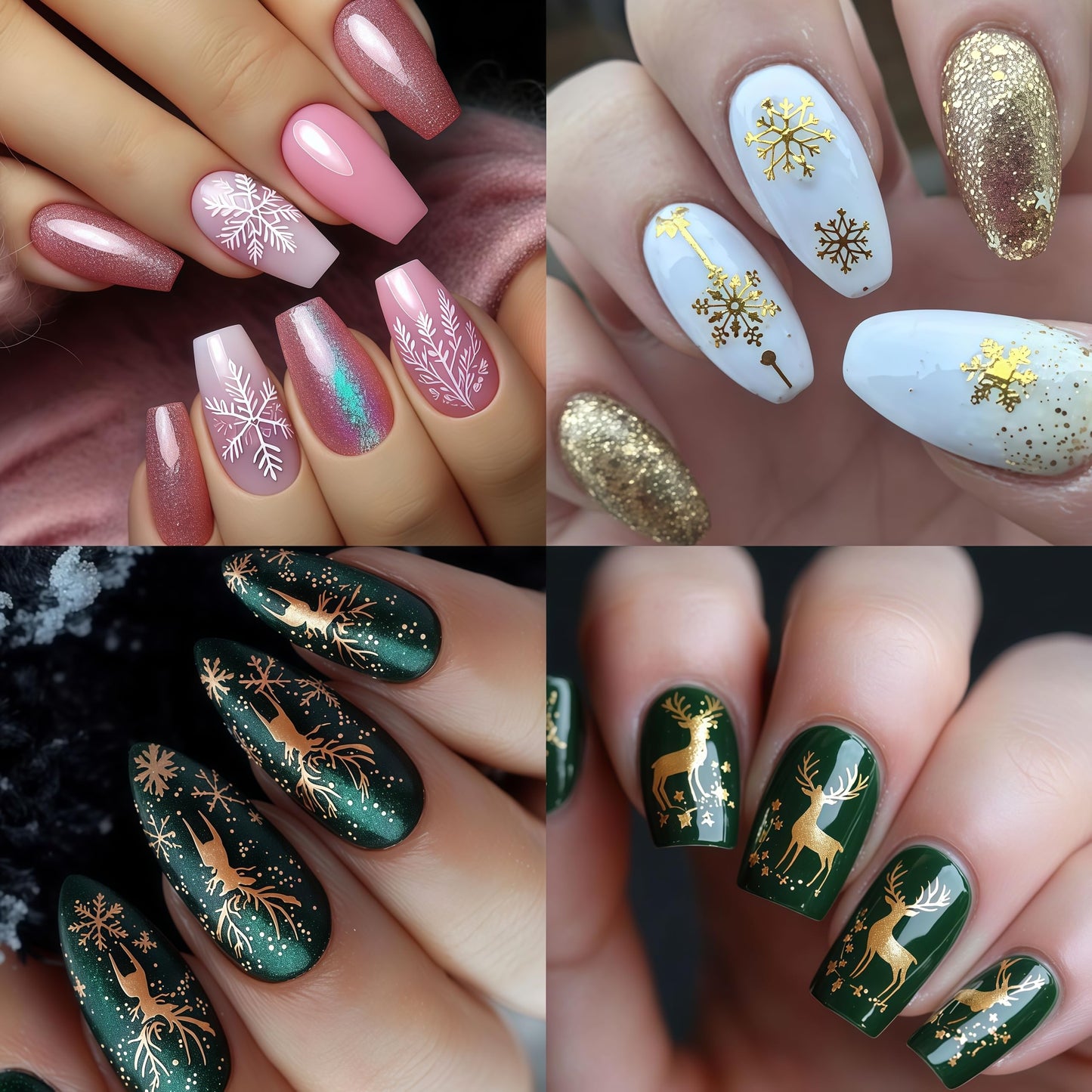 8 Sheets Glitter Christmas Nail Art Stickers Gold Snowflake Nail Decals Santa Claus Gingerbread Man Star Nail Design Snowmen Plaid Bow Christmas Lights Nail Supplies for Women DIY Nails Accessories