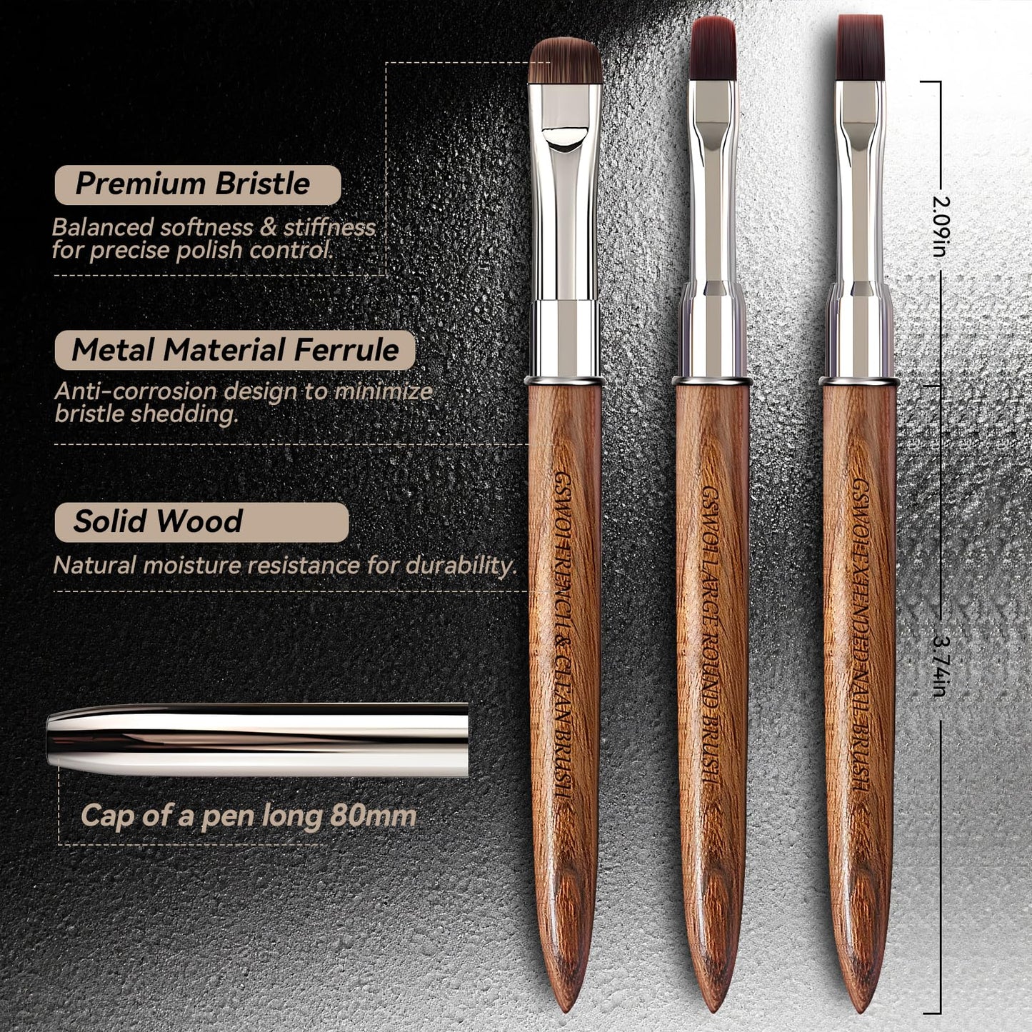 GSWOI Acrylic Nail Brush & French Tip Brush-Salon French Manicure Tool with Firm Flat Head,Streak-Free One Stroke Design,Nail Art Cleaning Brush